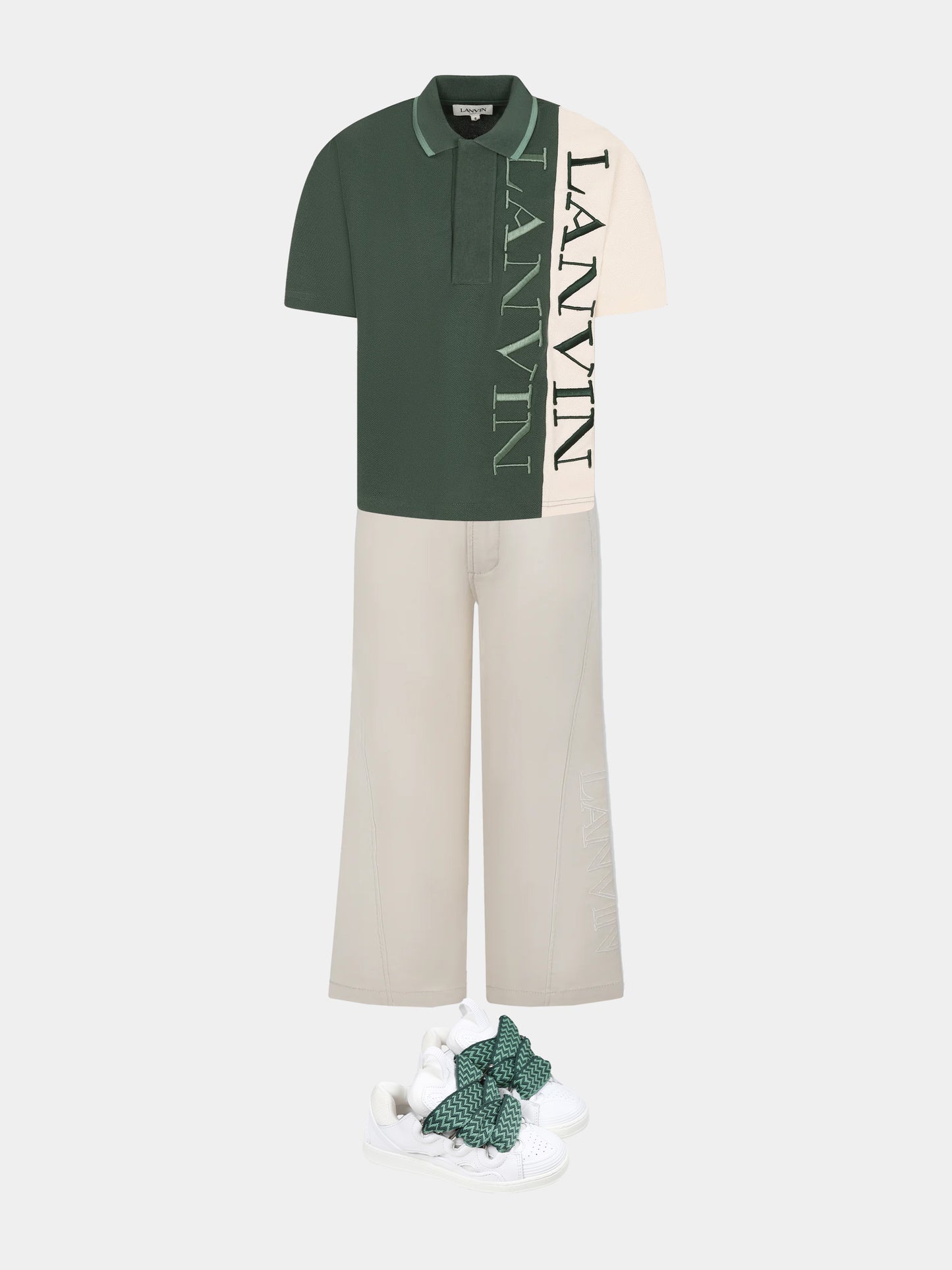 Pantaloni avorio per bambino con logo