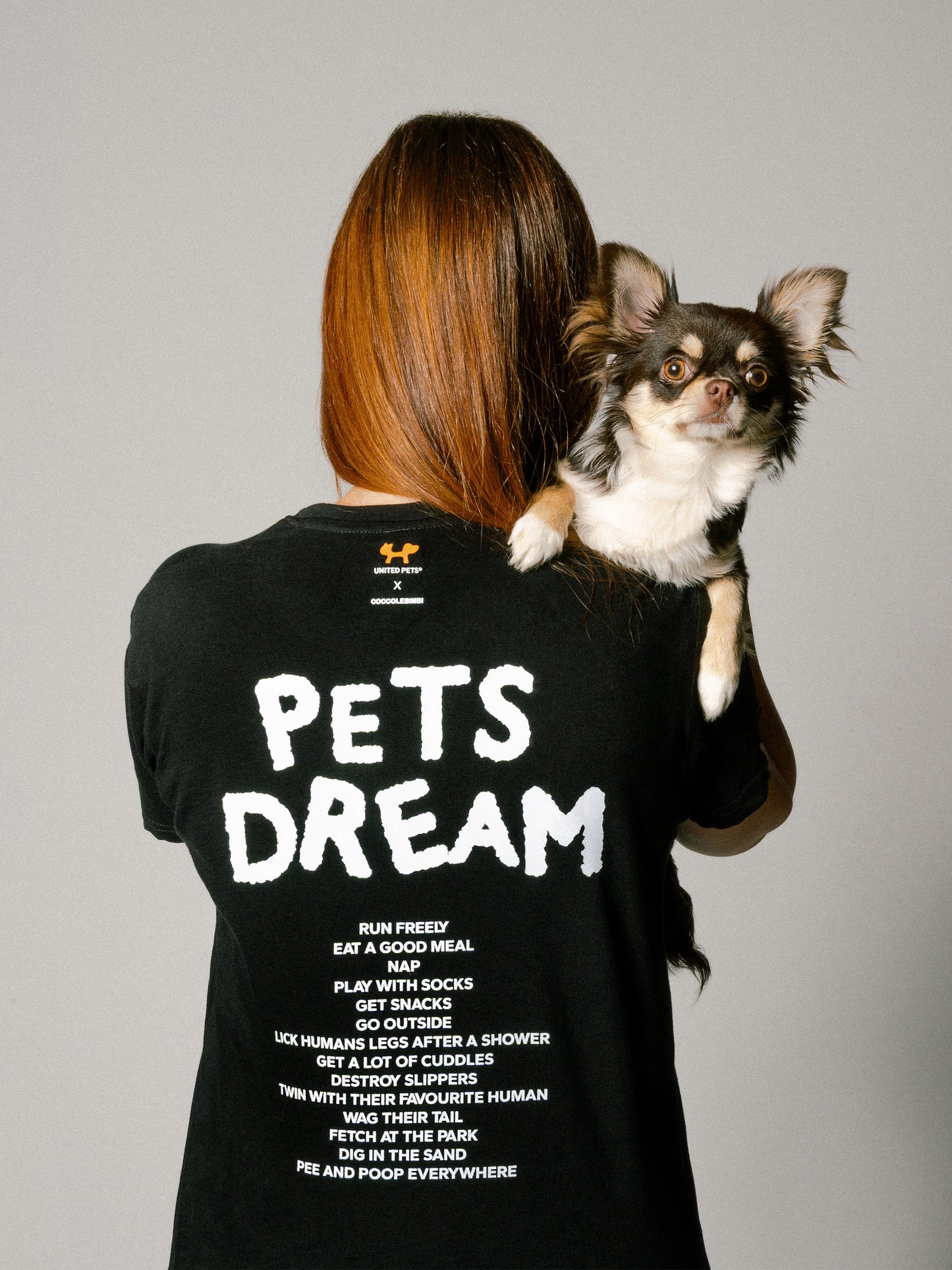 T-shirt nera per adulti Pets Dream