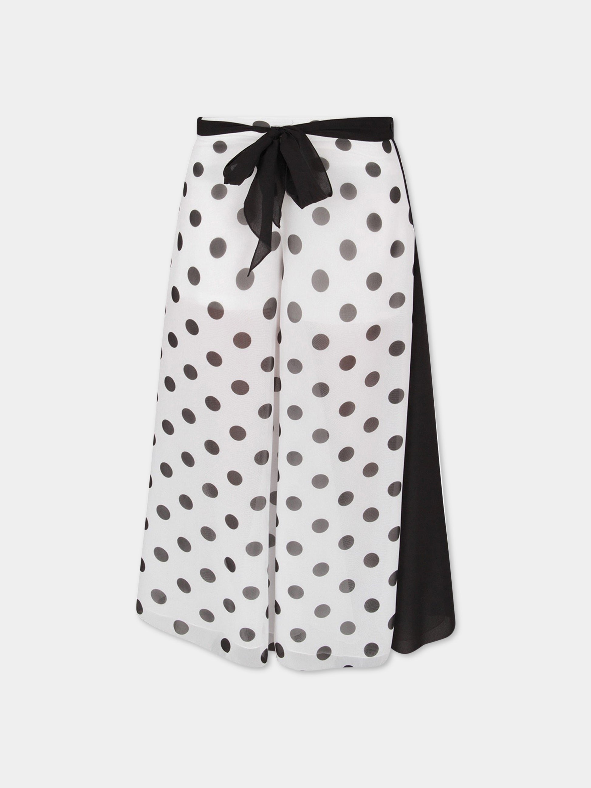Pantalone bianco e nero per bambina con pois neri,Loredana,P980-8805 121
