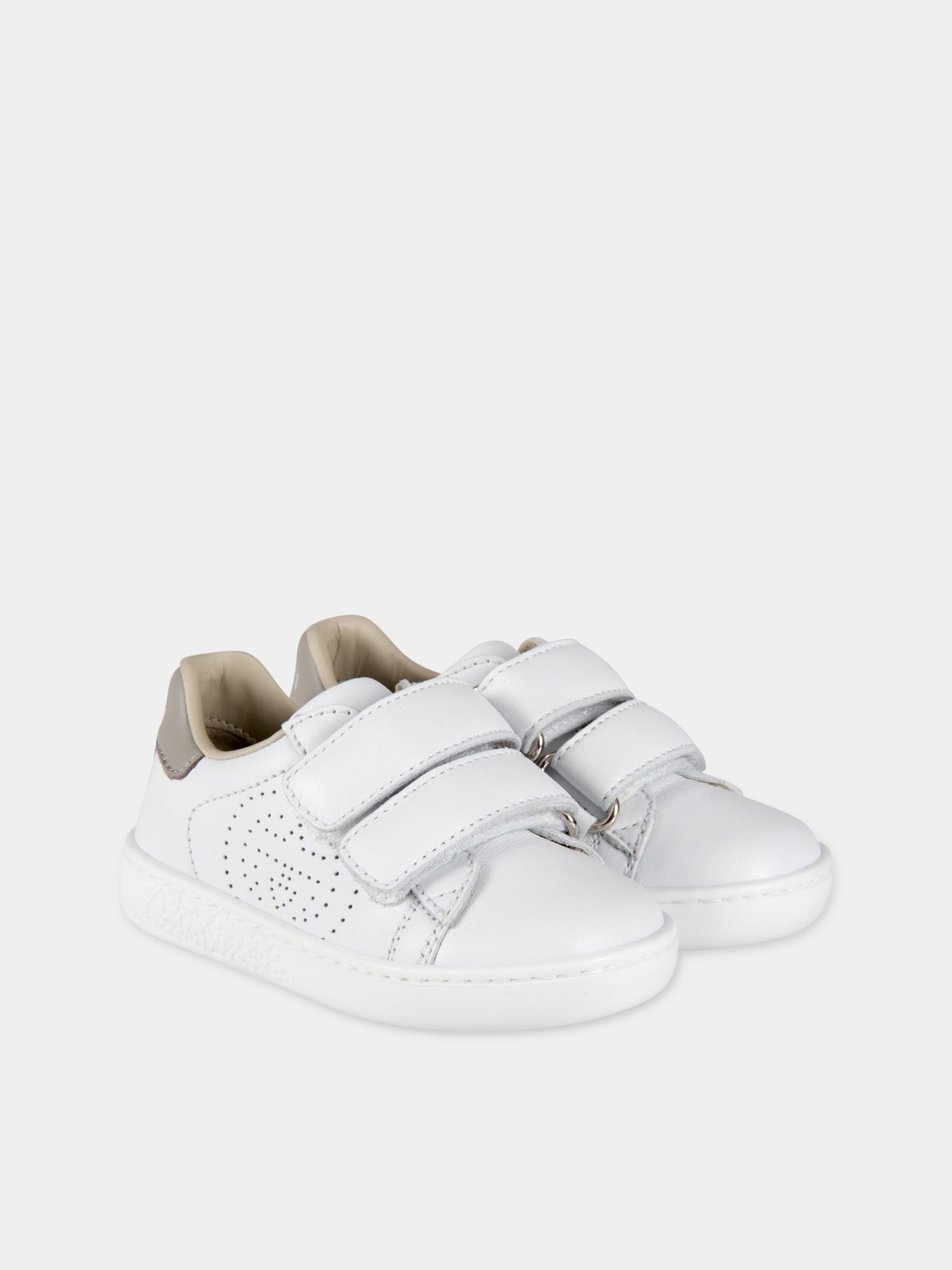Sneaker bianche per bambini con doppia GG,Gucci Kids,630287/86/19 BLN70 9060