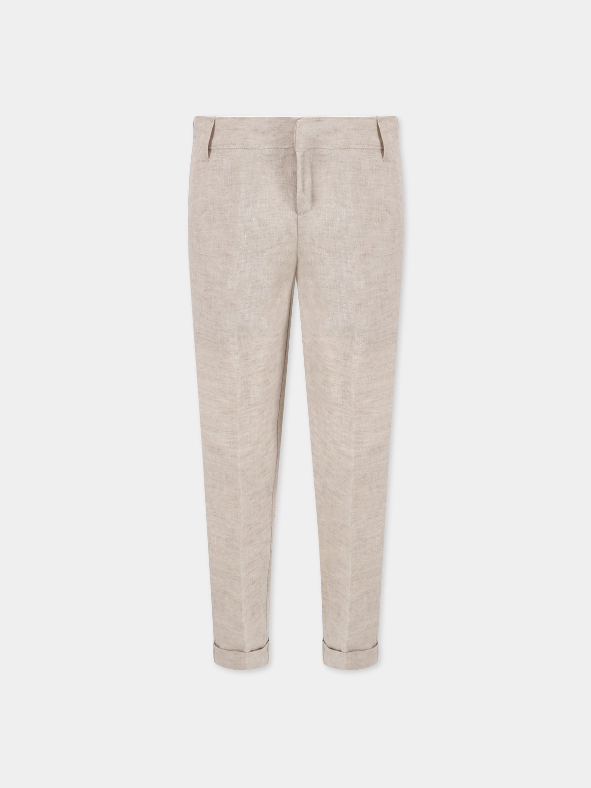 Pantalone beige per bambino con logo,Fay Kids,5M6140 MC650 112