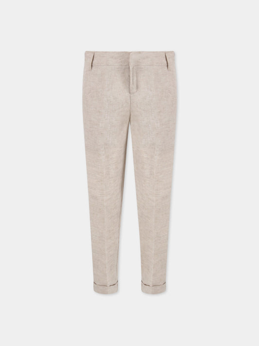 Pantalone beige per bambino con logo,Fay Kids,5M6140 MC650 112