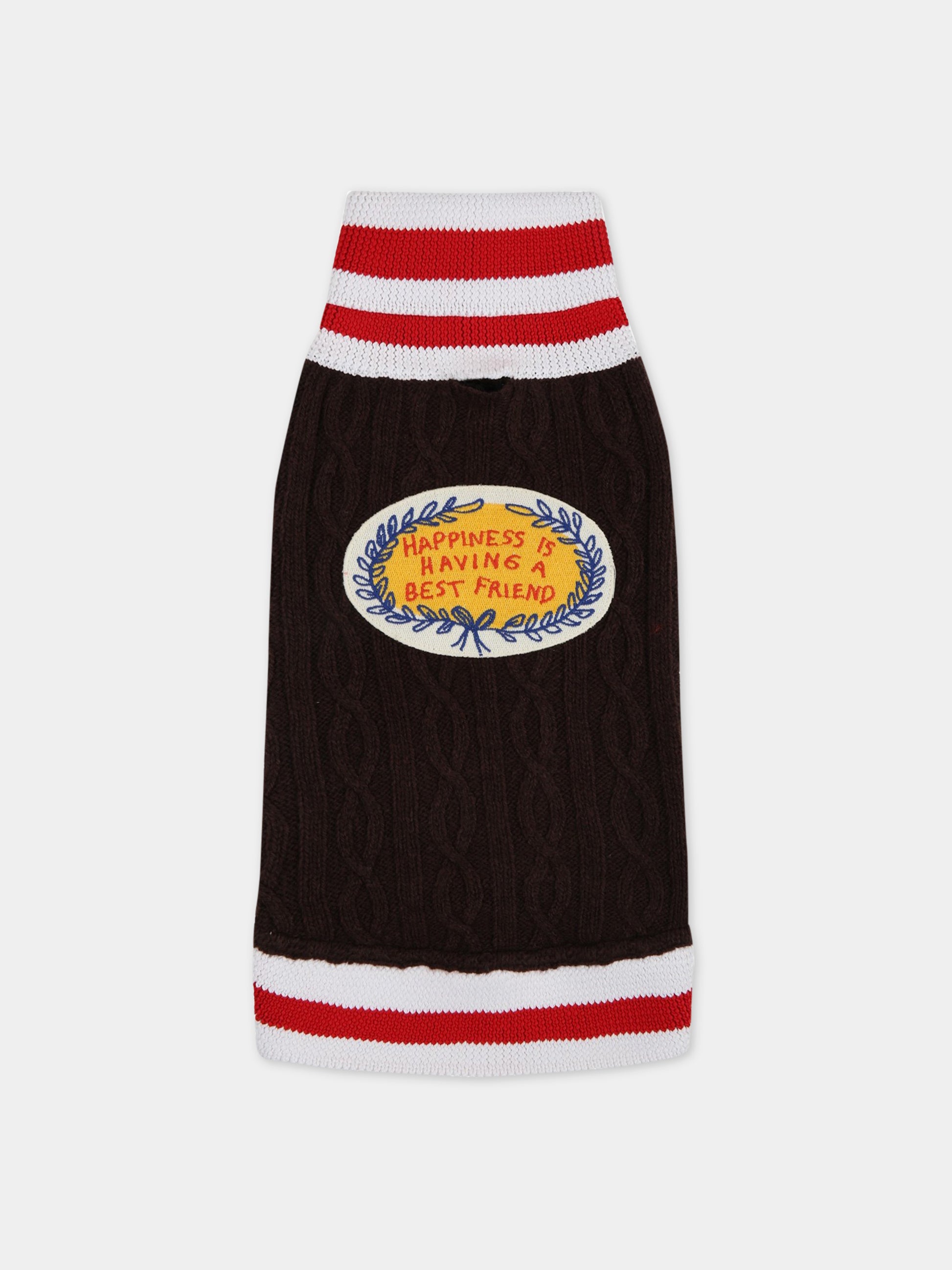 Maglione marrone per cani con patch,Mini Rodini,2116012516