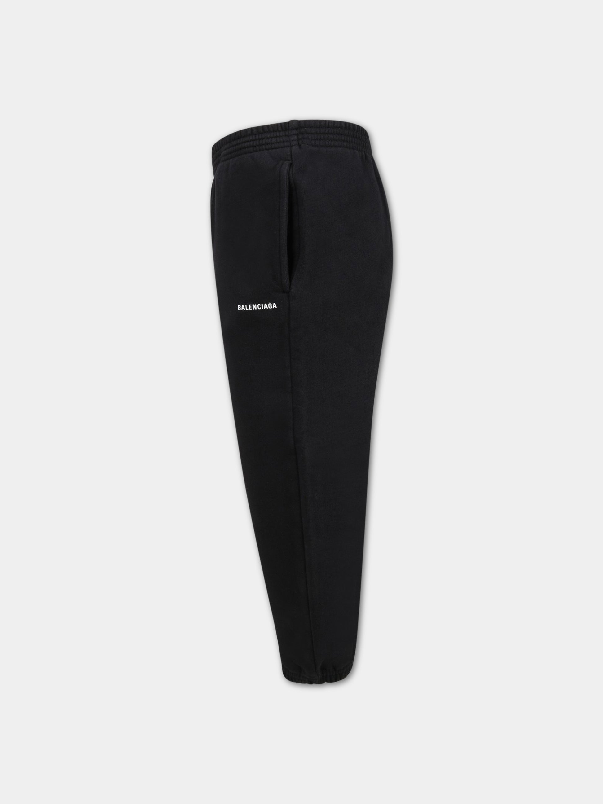 Pantaloni neri da tuta per bambini con logo,Balenciaga,621788 TFV19 1070