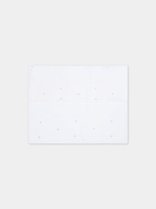 Set lenzuola bianche per neonato con pois celesti,Little Bear,2040 BIANCO/CIELO