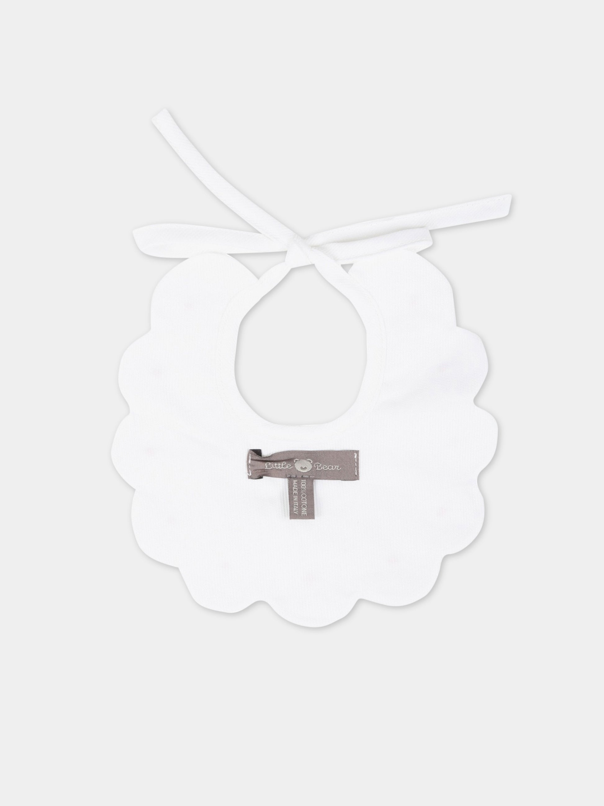 Bavaglino bianco per neonata,Little Bear,2042 BIANCO/ROSA