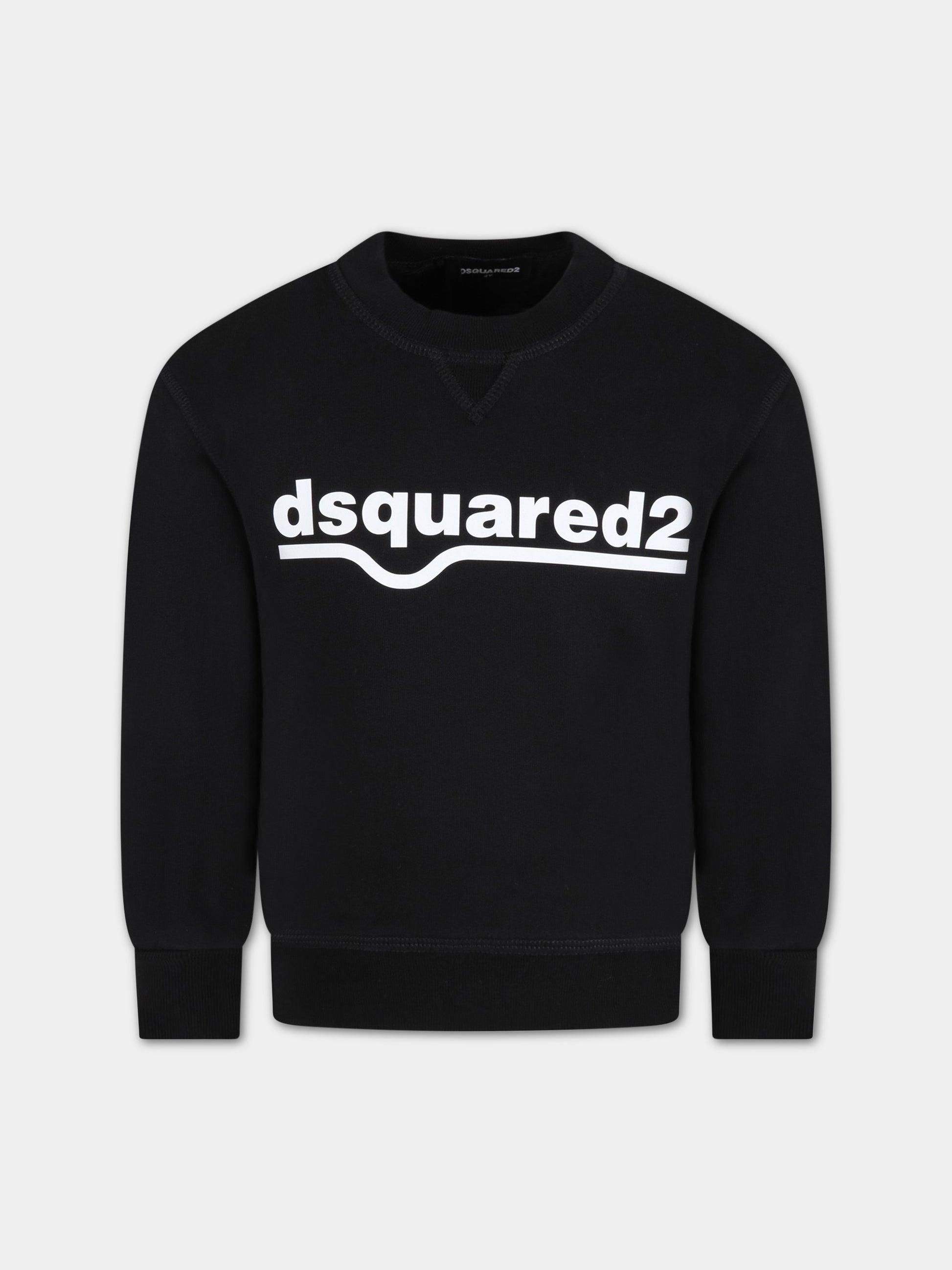 Felpa nera per bambini con logo,Dsquared2,DQ0541-D002G DQ900