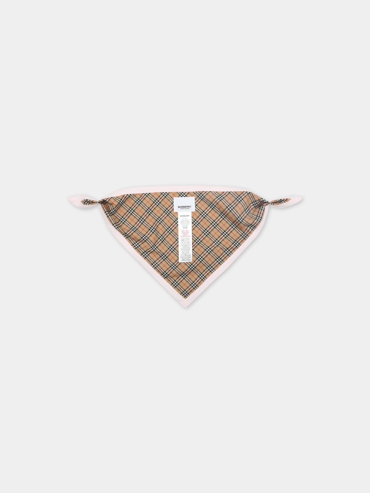 Set rosa per neonata con iconico check vintage,Burberry Kids,8048410