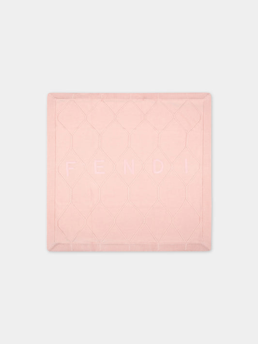 Coperta rosa per neonata con logo,Fendi Kids,BUJ186 AEZG F0U0K