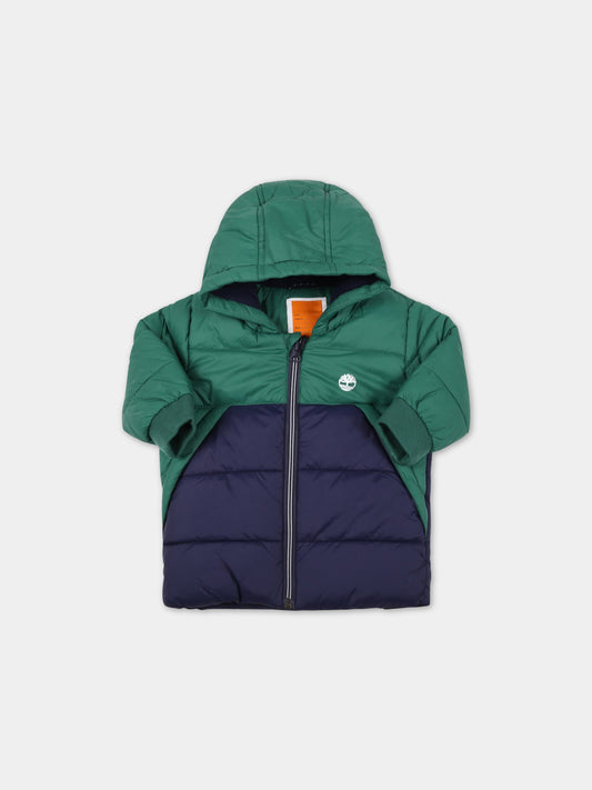 Piumino verde per neonato con logo bianco,Timberland,T06423 678