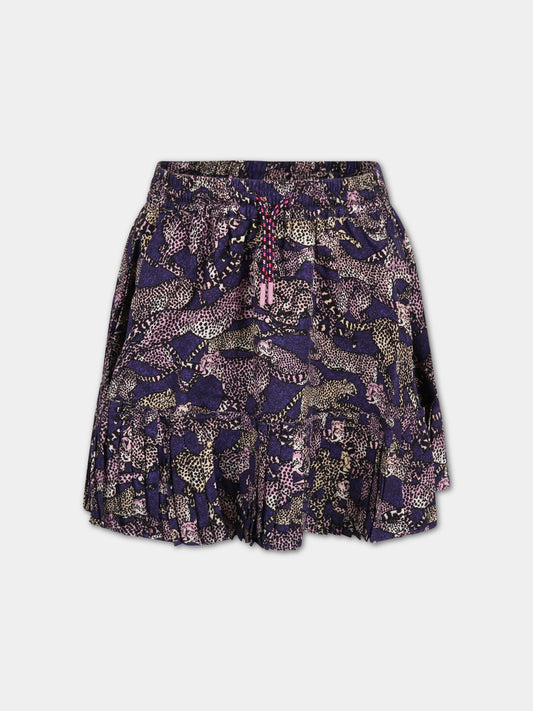 Gonna viola per bambina con tigri,Kenzo Kids,K13075 942