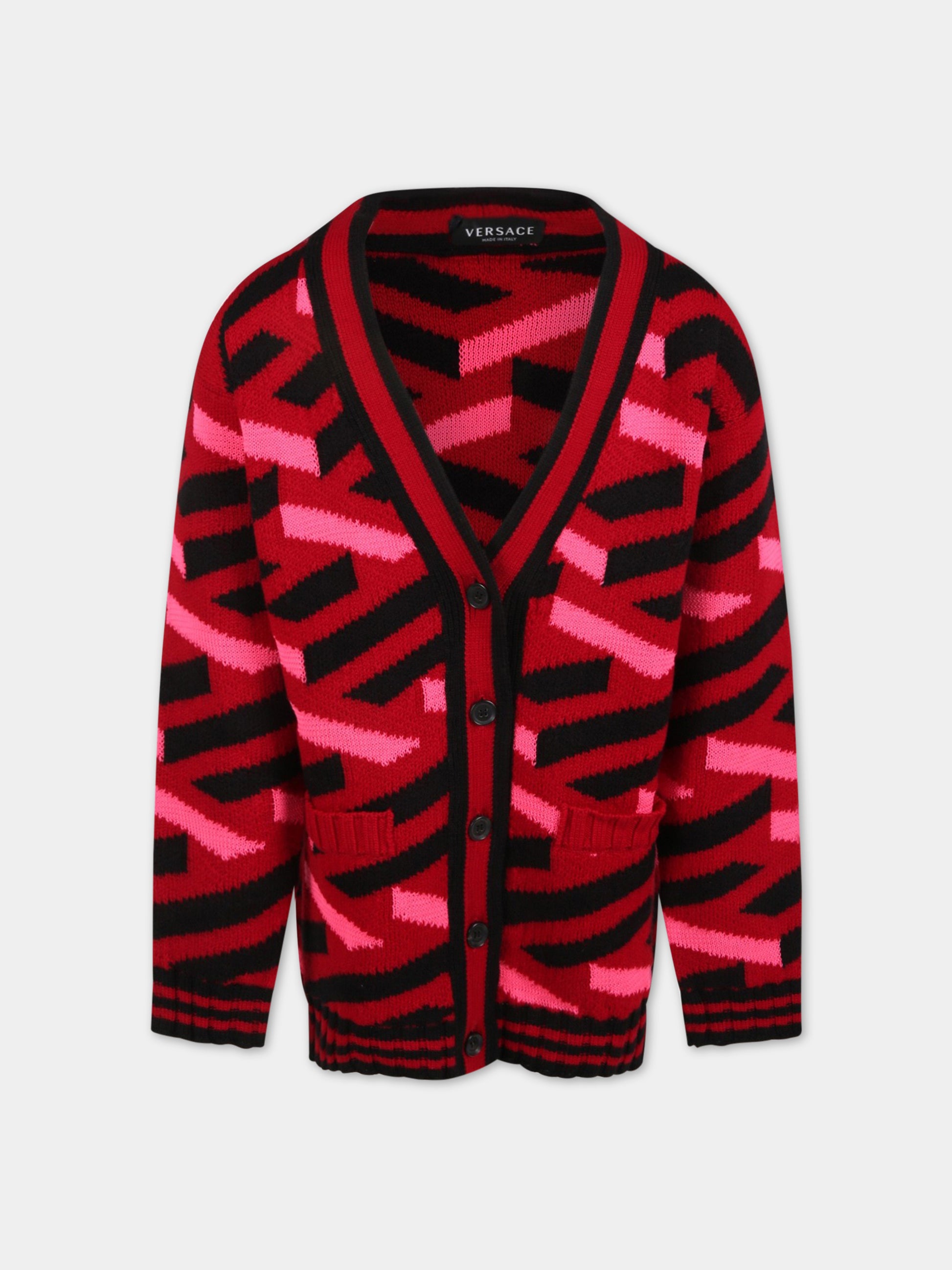 Cardigan multicolor per bambina con bottoni,Versace,1007500 1A05210 5R360