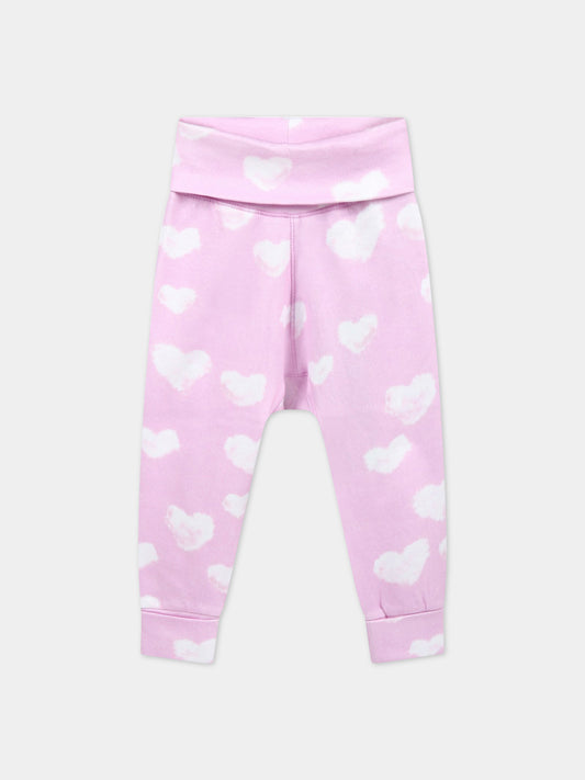 Pantaloni rosa da tuta per neonati con iconiche nuvole bianche,Rainbow Clouds,SAN 6705