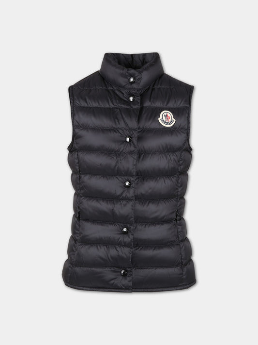 Gilet  Liane  nero per bambina con patch logato,Moncler Kids,954 1A00101 53048 999