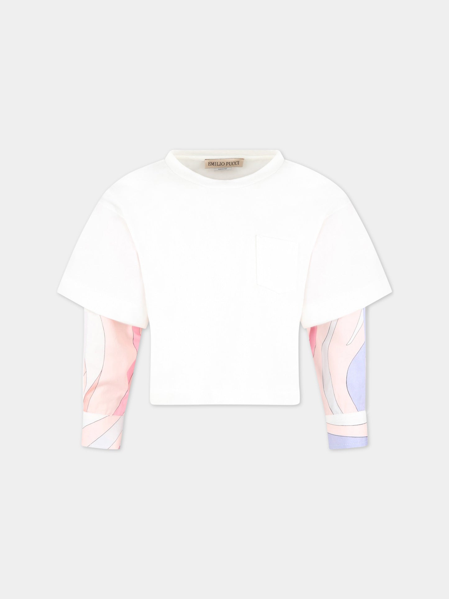 T-shirt bianca per bambina con stampa colorata,Emilio Pucci Junior,PS8A10 J0253 101