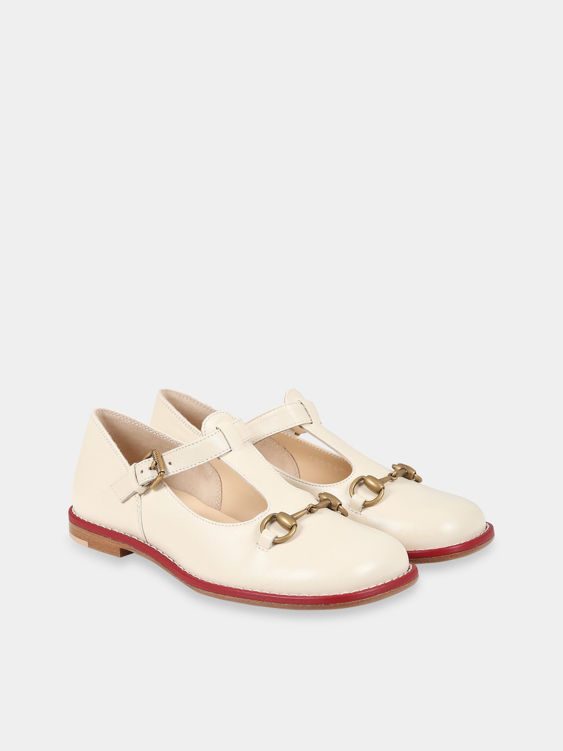 Ballerine avorio per bambina con iconico morsetto,Gucci Kids,725743 C9D00 9522