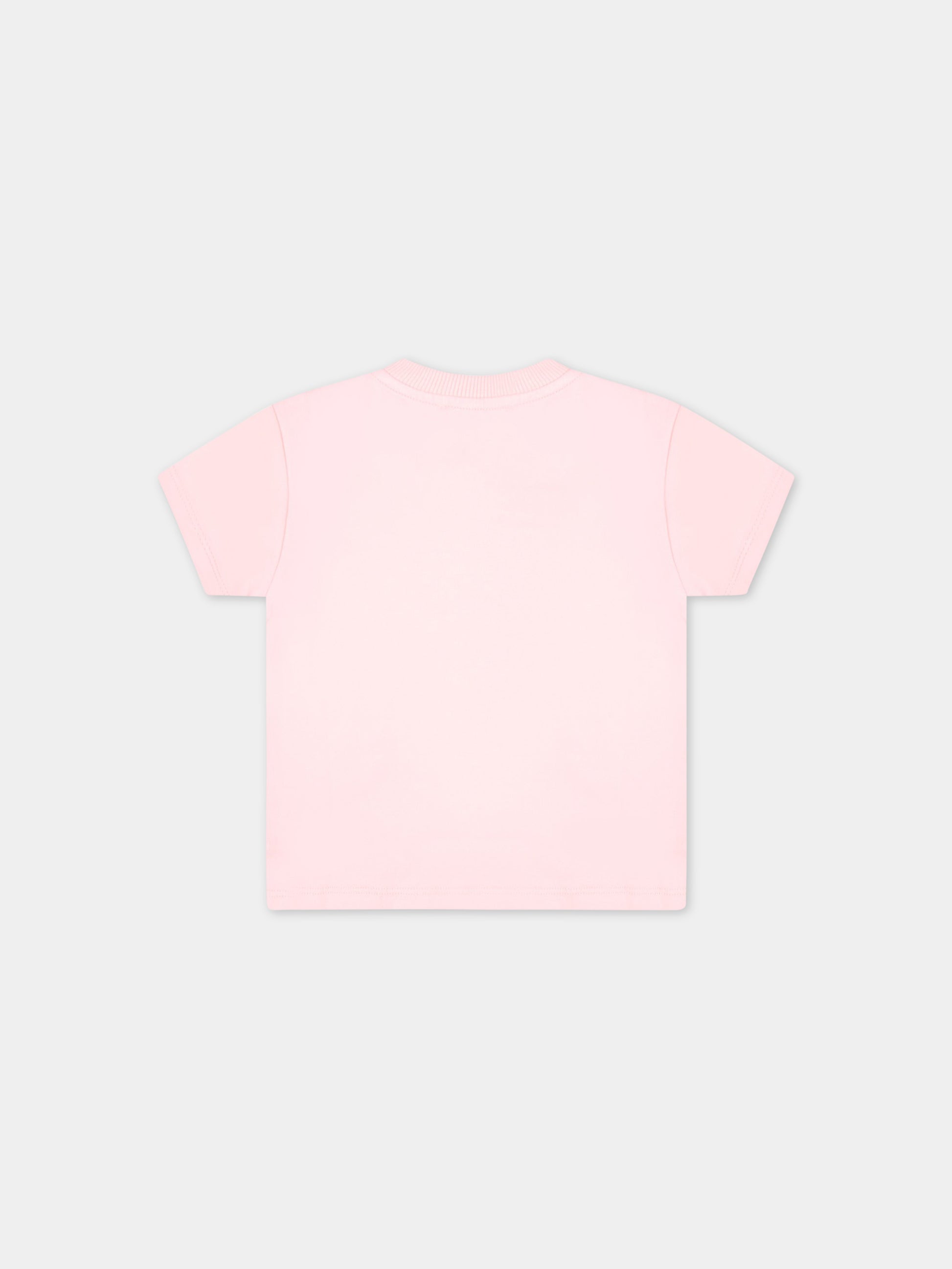 T-shirt rosa per neonata con Teddy Bear e logo nero,Moschino Kids,MUM03D LBA10 50209