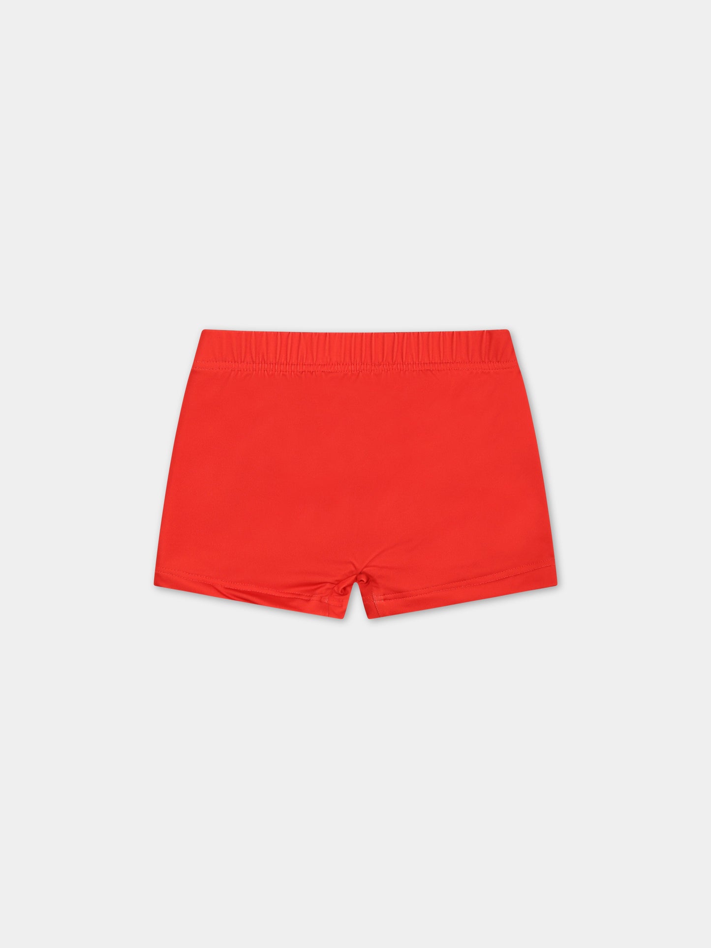 Boxer-mare rossi per neonato con Teddy bear e logo,Moschino Kids,MSL006 LKA00 50109