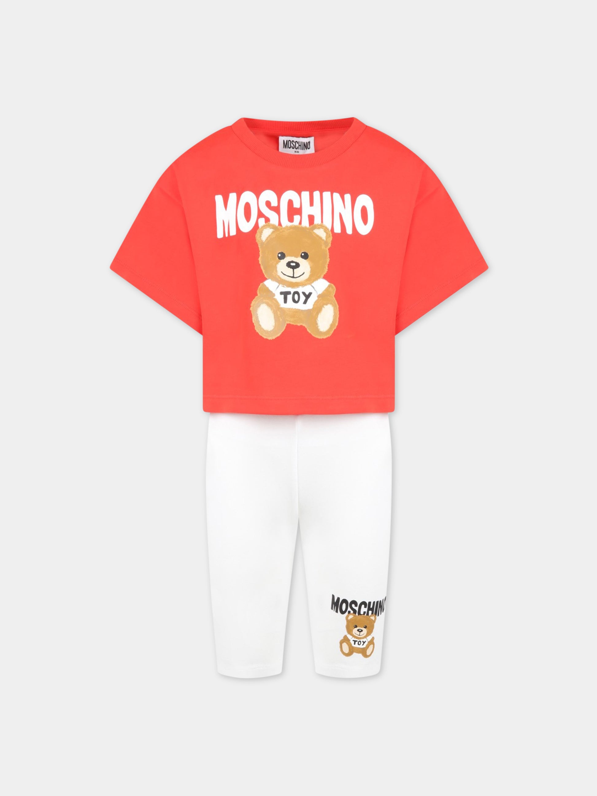 Completo multicolor per bambina con Teddy Bear e logo,Moschino Kids,HDG00S LBA10 10101