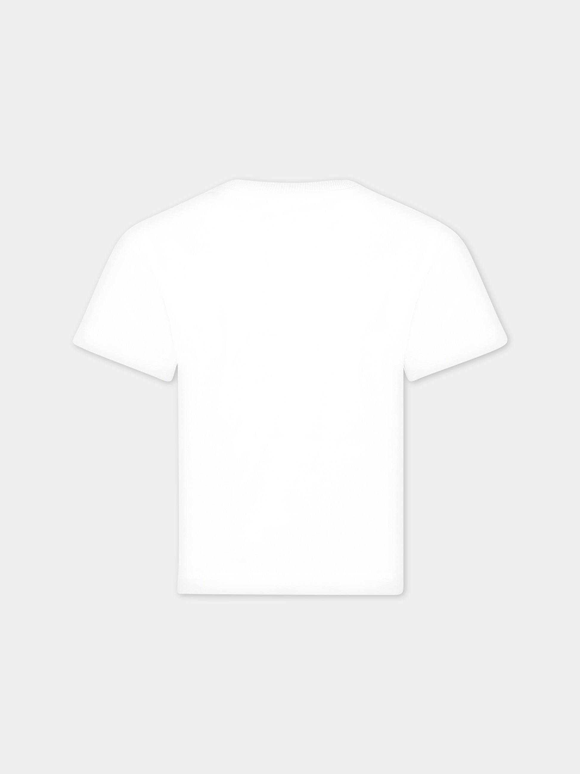 T-shirt bianca per bambino con Teddy Bear e logo nero,Moschino Kids,HMM046 LBA10 10101