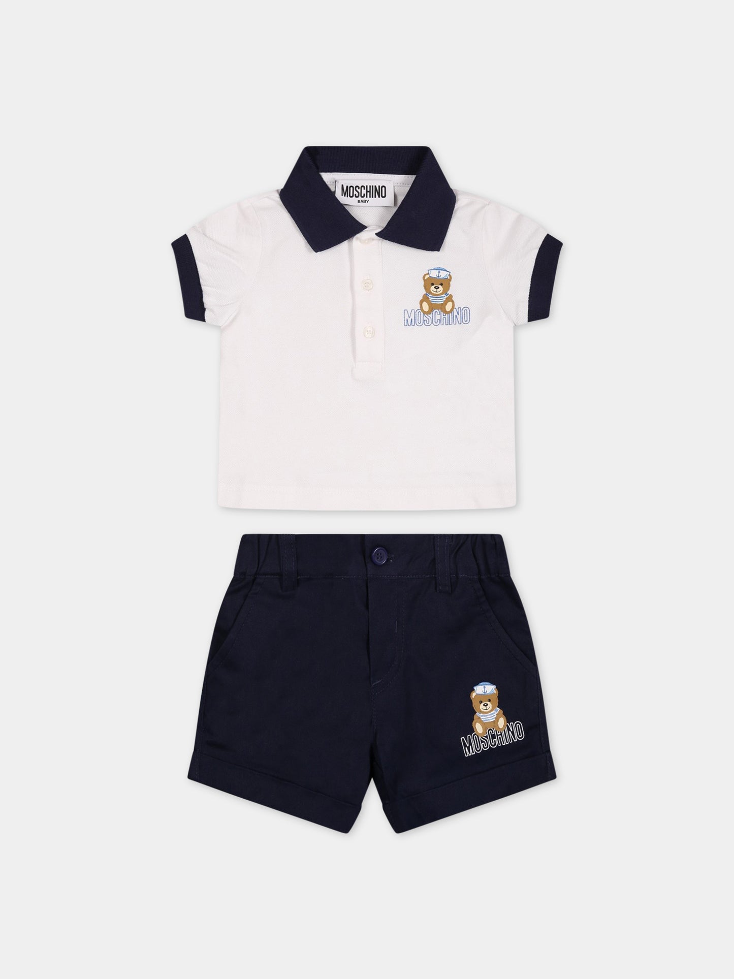 Completo multicolor per neonato con Teddy Bear e logo,Moschino Kids,MUG00S LPC04 84017