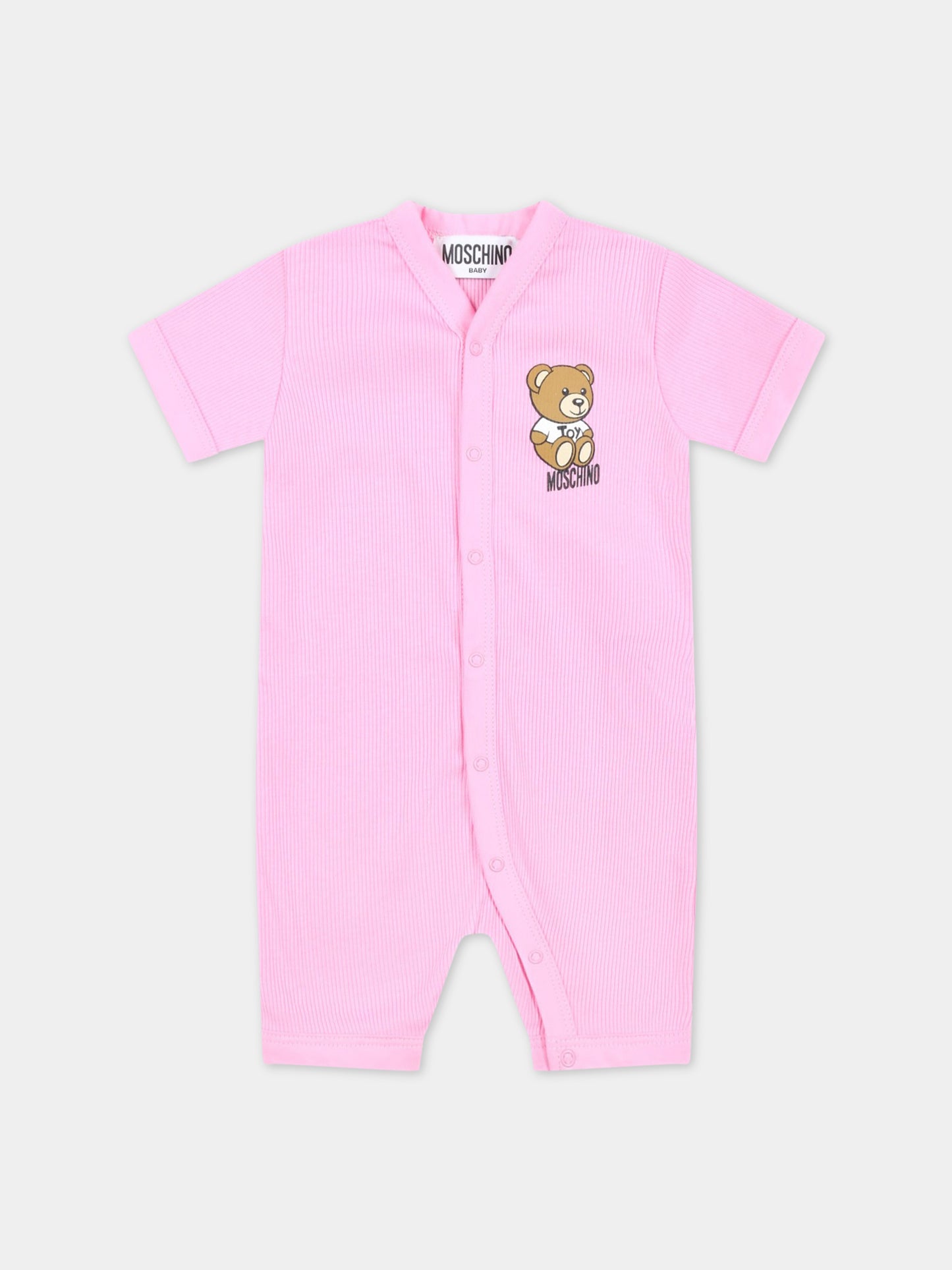 Pagliaccetto rosa per neonata con Teddy Bear,Moschino Kids,MUY055 LAA32 51473