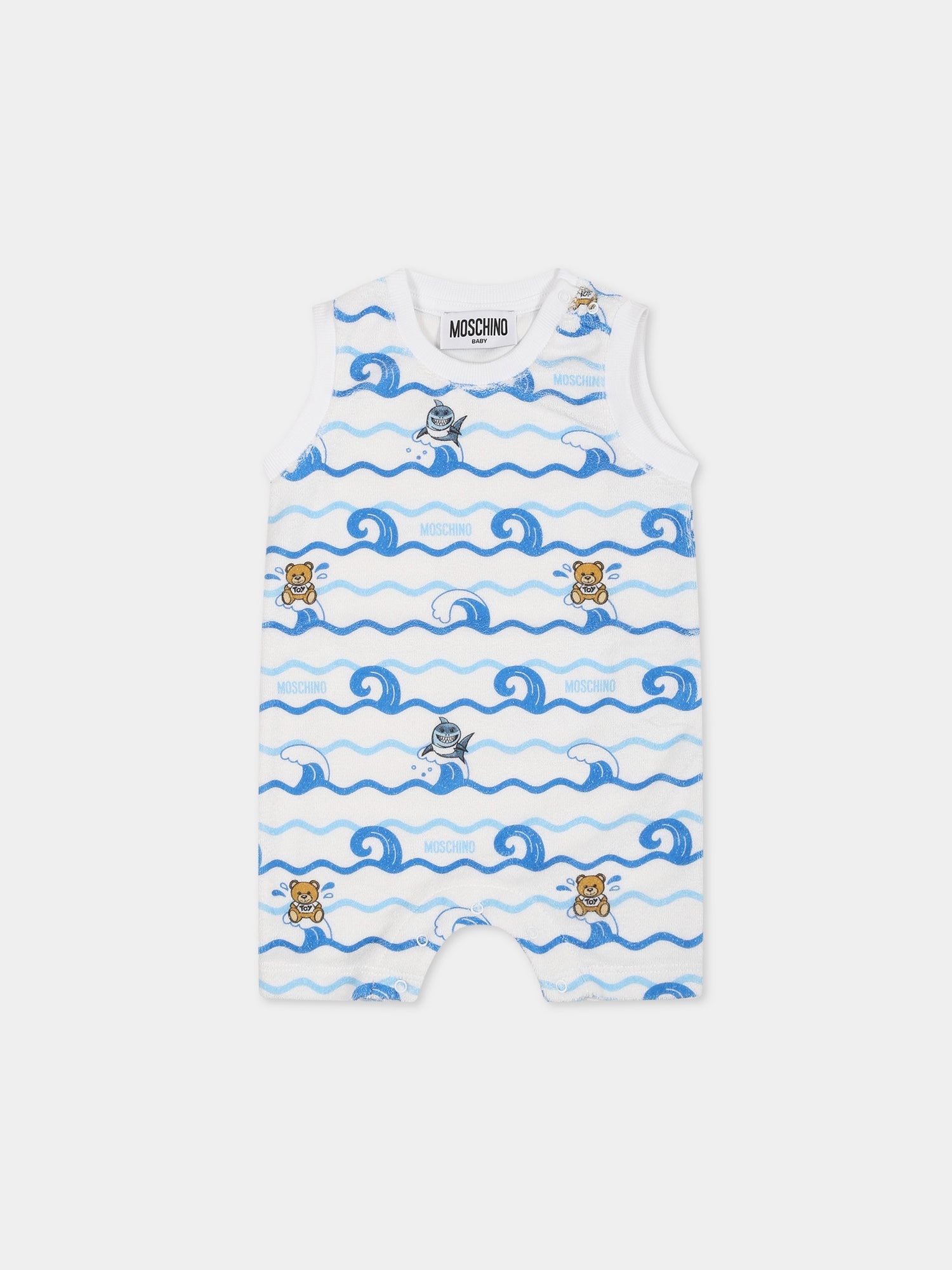 Set celeste per neonato con stampa e Teddy Bear,Moschino Kids,MUY04W LAA02 84294