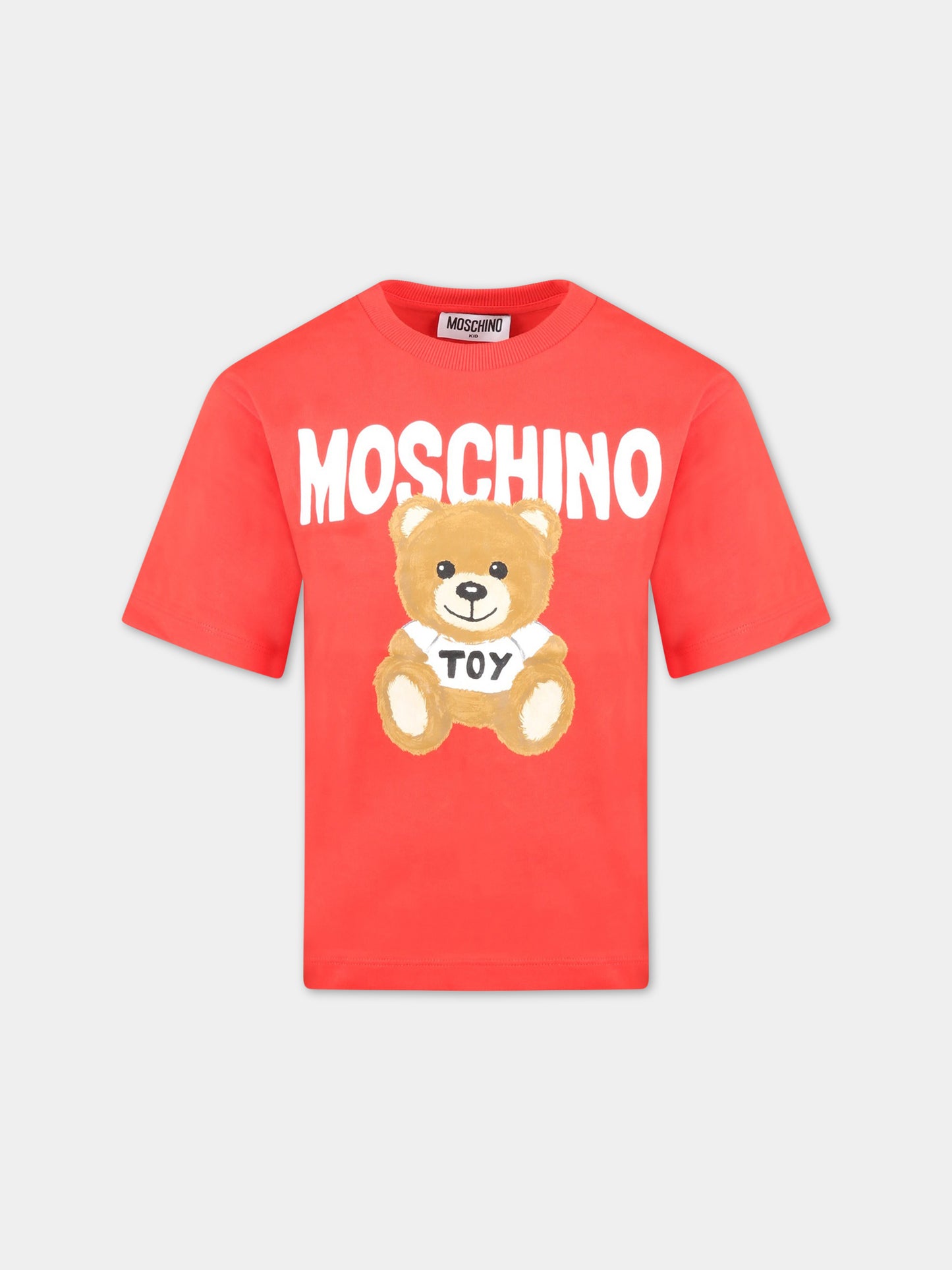 T-shirt rossa per bambini con Teddy Bear,Moschino Kids,HOM03R LAA23 50109