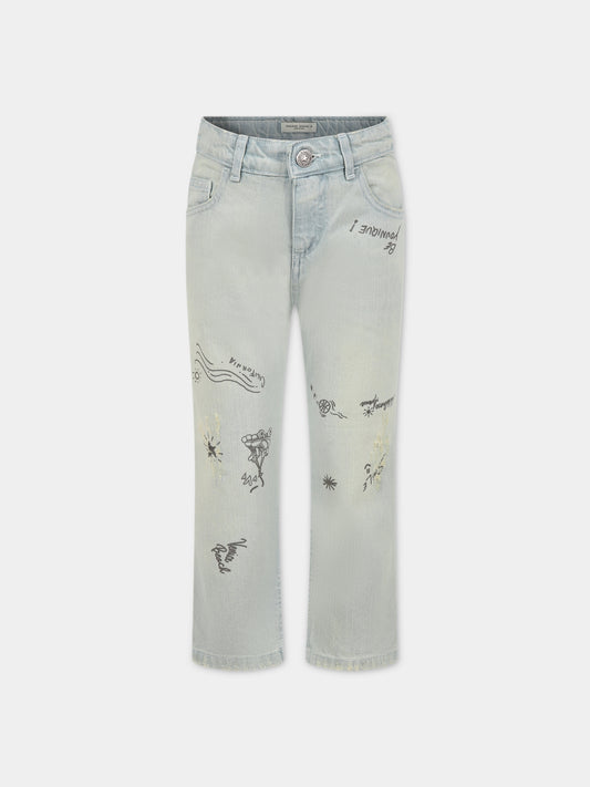 Jeans celeste per bambino con logo,Golden Goose,GKP01399 P001064 50100