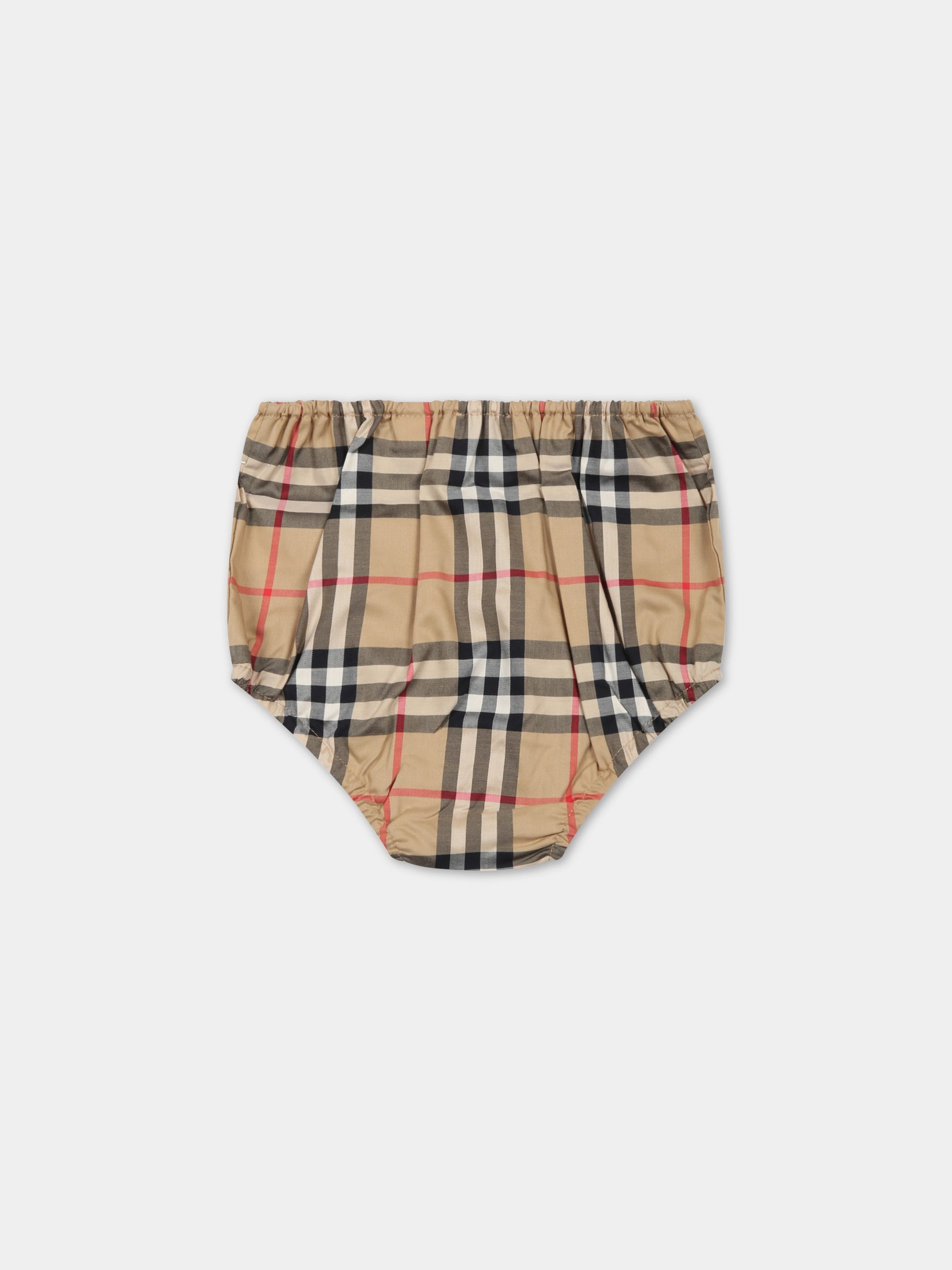 Vestito beige per neonata con check vintage,Burberry Kids,8062041