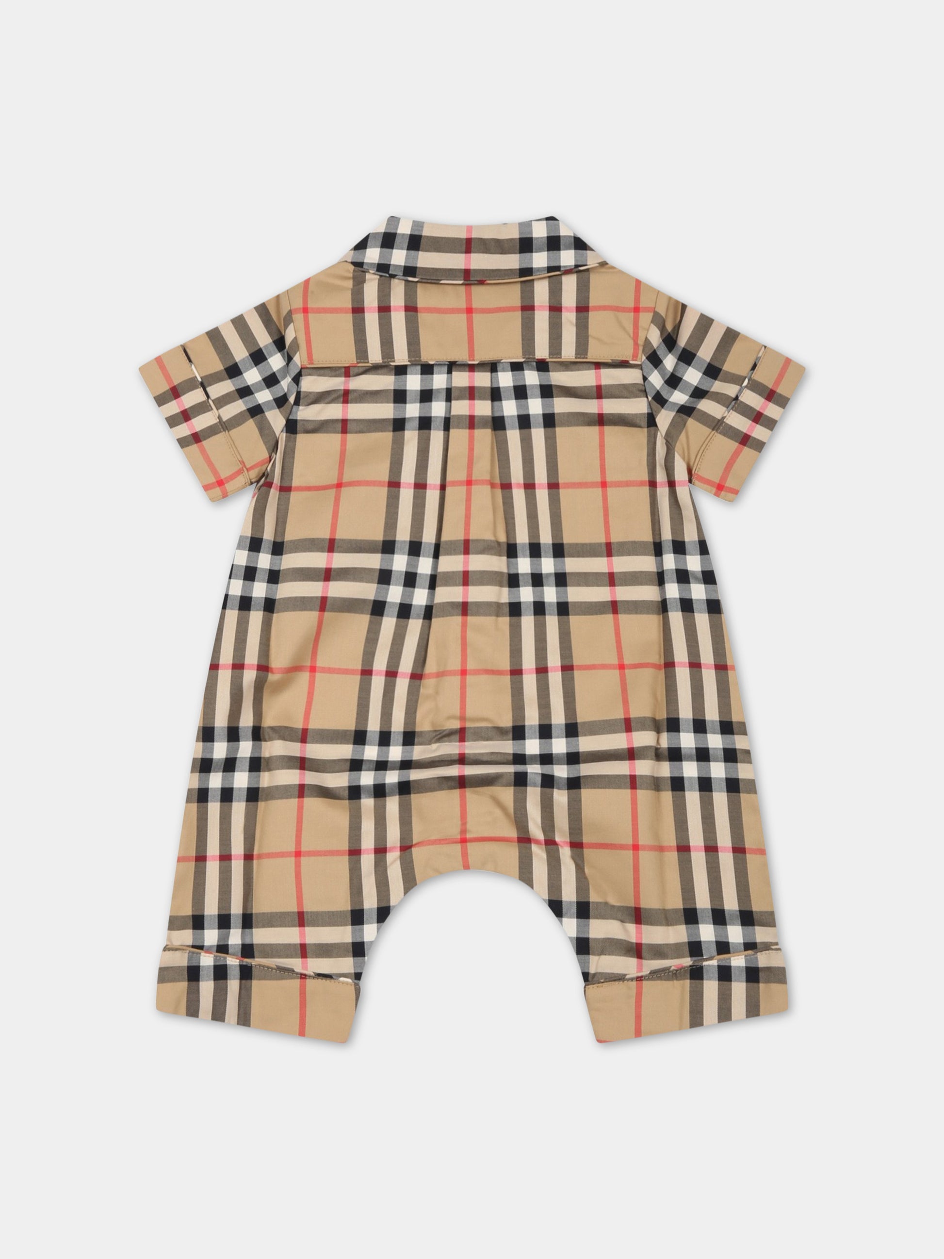 Pagliaccetto beige per neonati con iconico check vintage,Burberry Kids,8062042