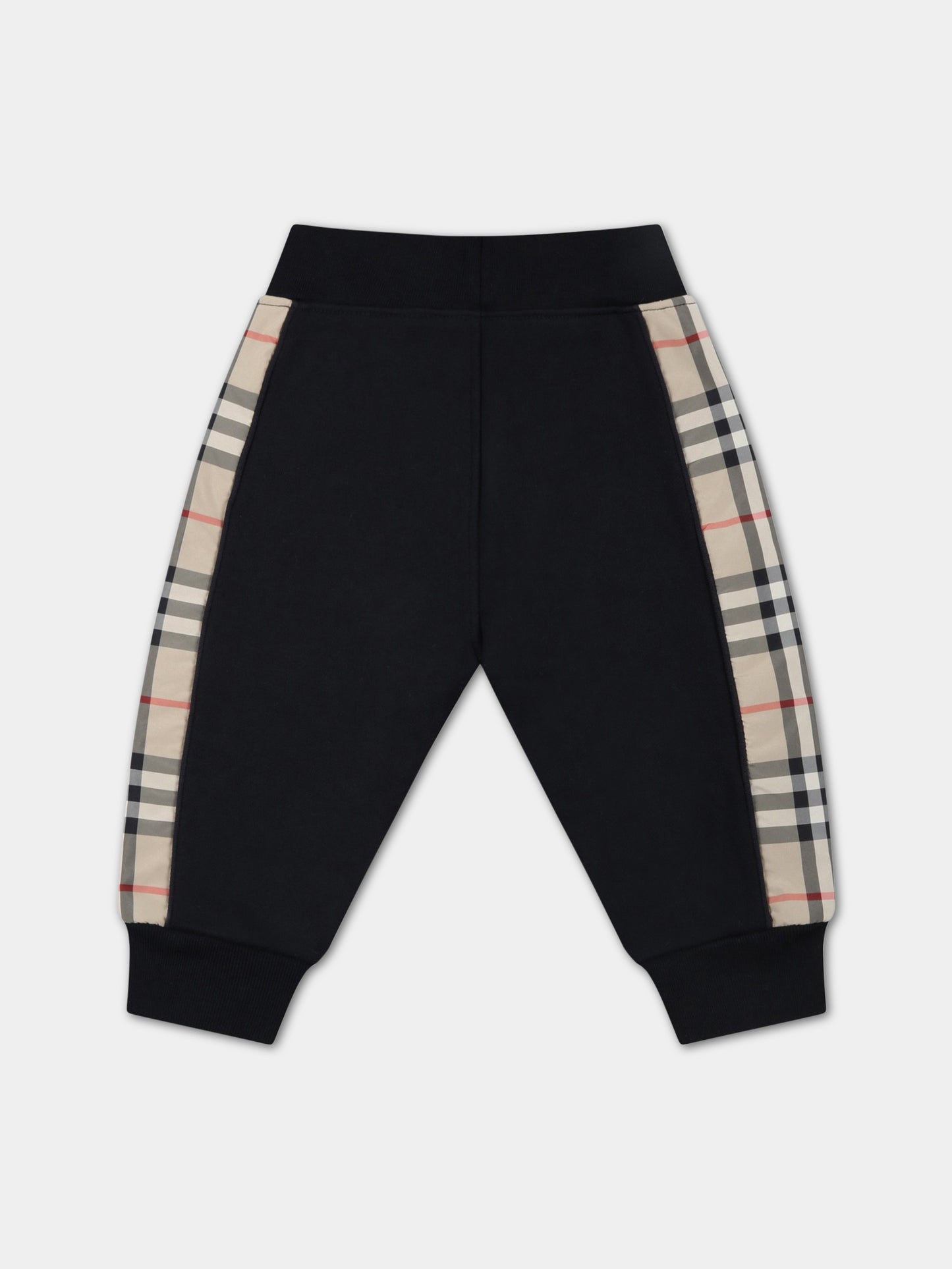 Pantaloni neri da tuta per neonato con check vintage,Burberry Kids,8061445