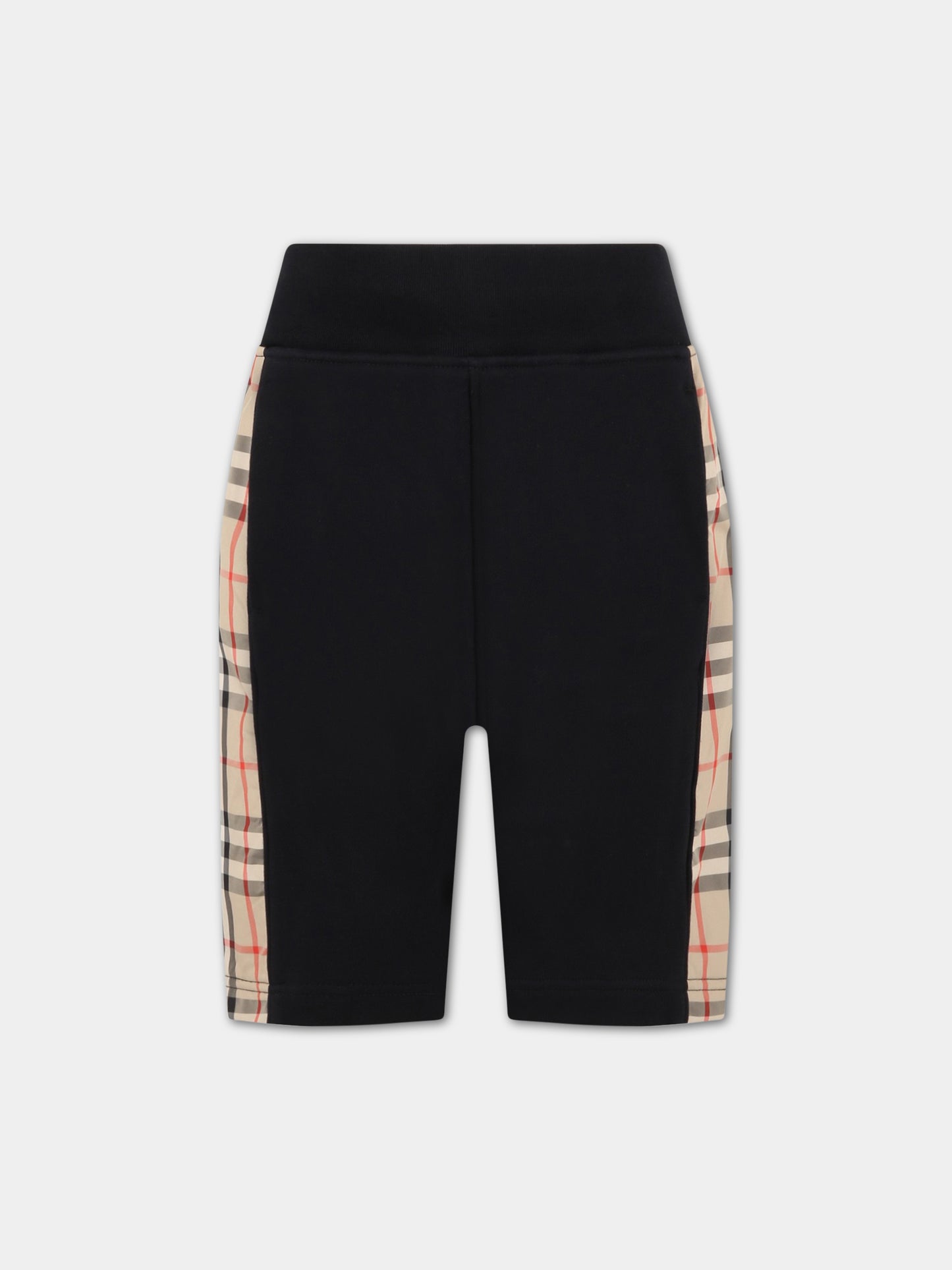 Shorts neri per bambino con check vintage,Burberry Kids,8060958