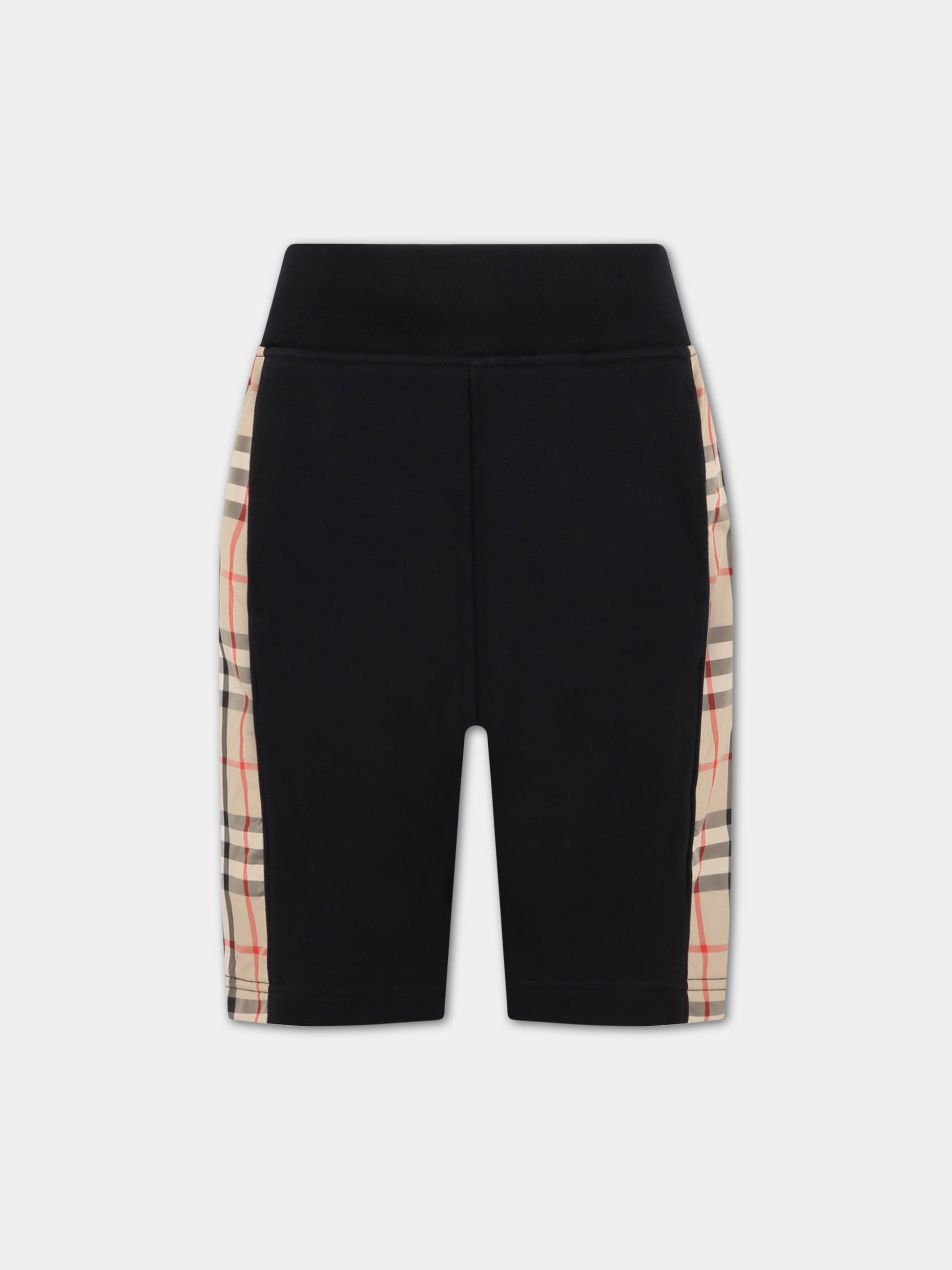 Shorts neri per bambino con check vintage,Burberry Kids,8060958