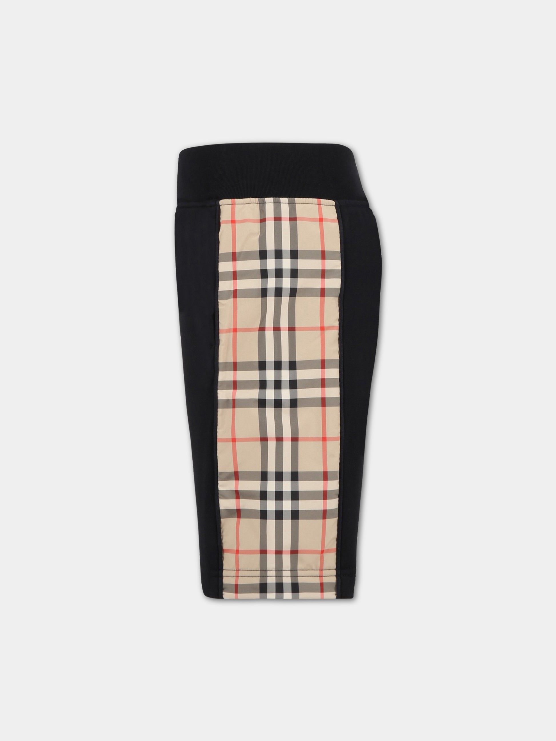 Shorts neri per bambino con check vintage,Burberry Kids,8060958