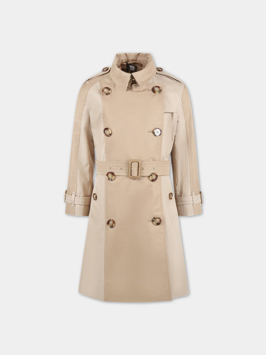Trench beige per bambini con check vintage,Burberry Kids,8061723