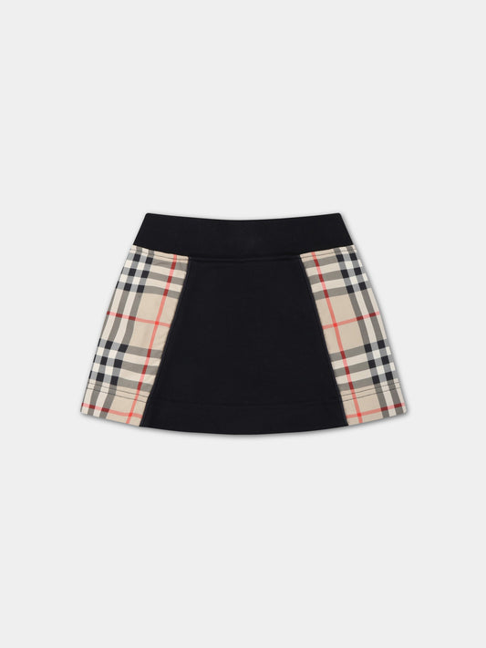 Gonna nera per neonata con check vintage,Burberry Kids,8062431