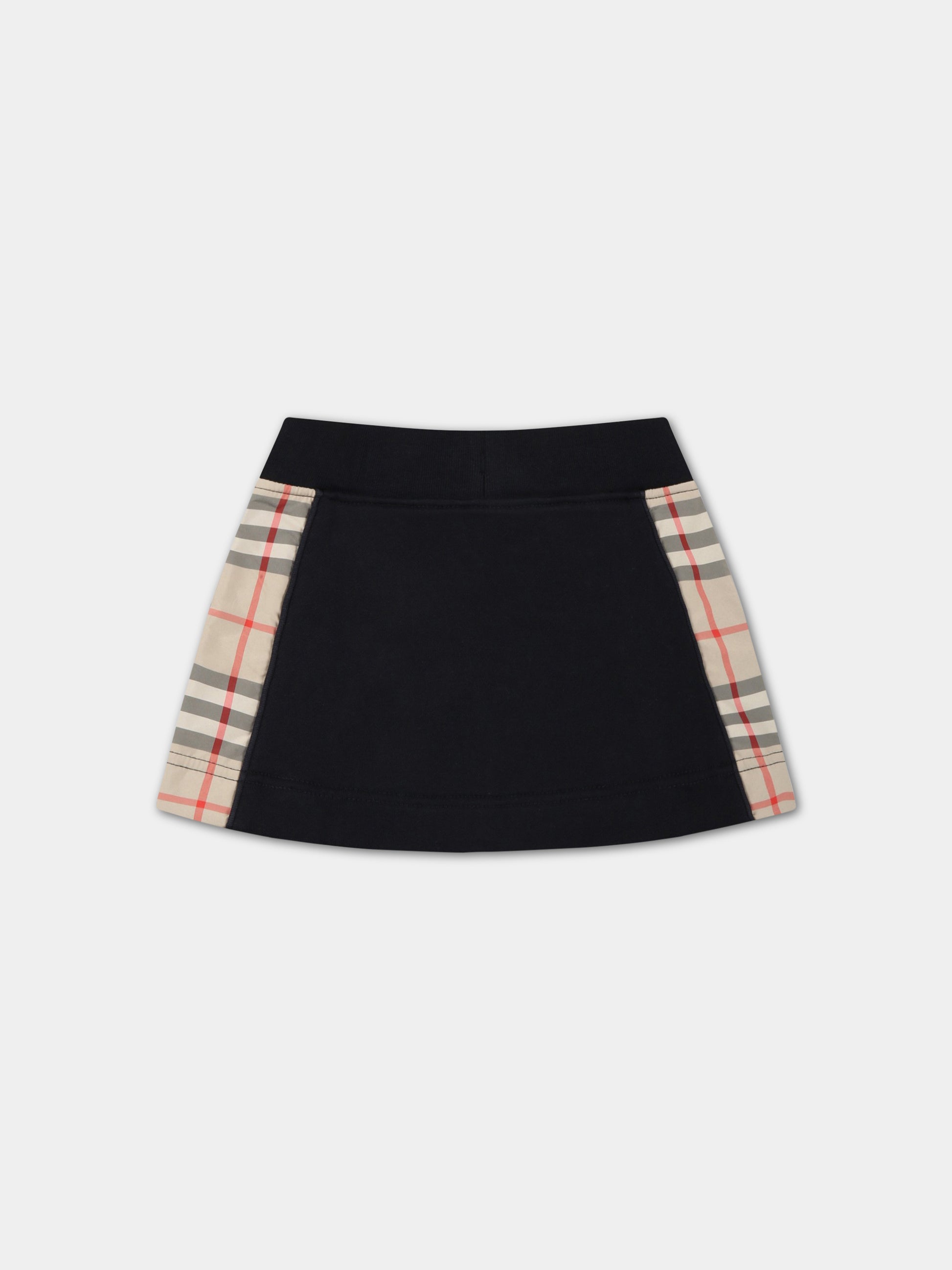 Gonna nera per neonata con check vintage,Burberry Kids,8062431