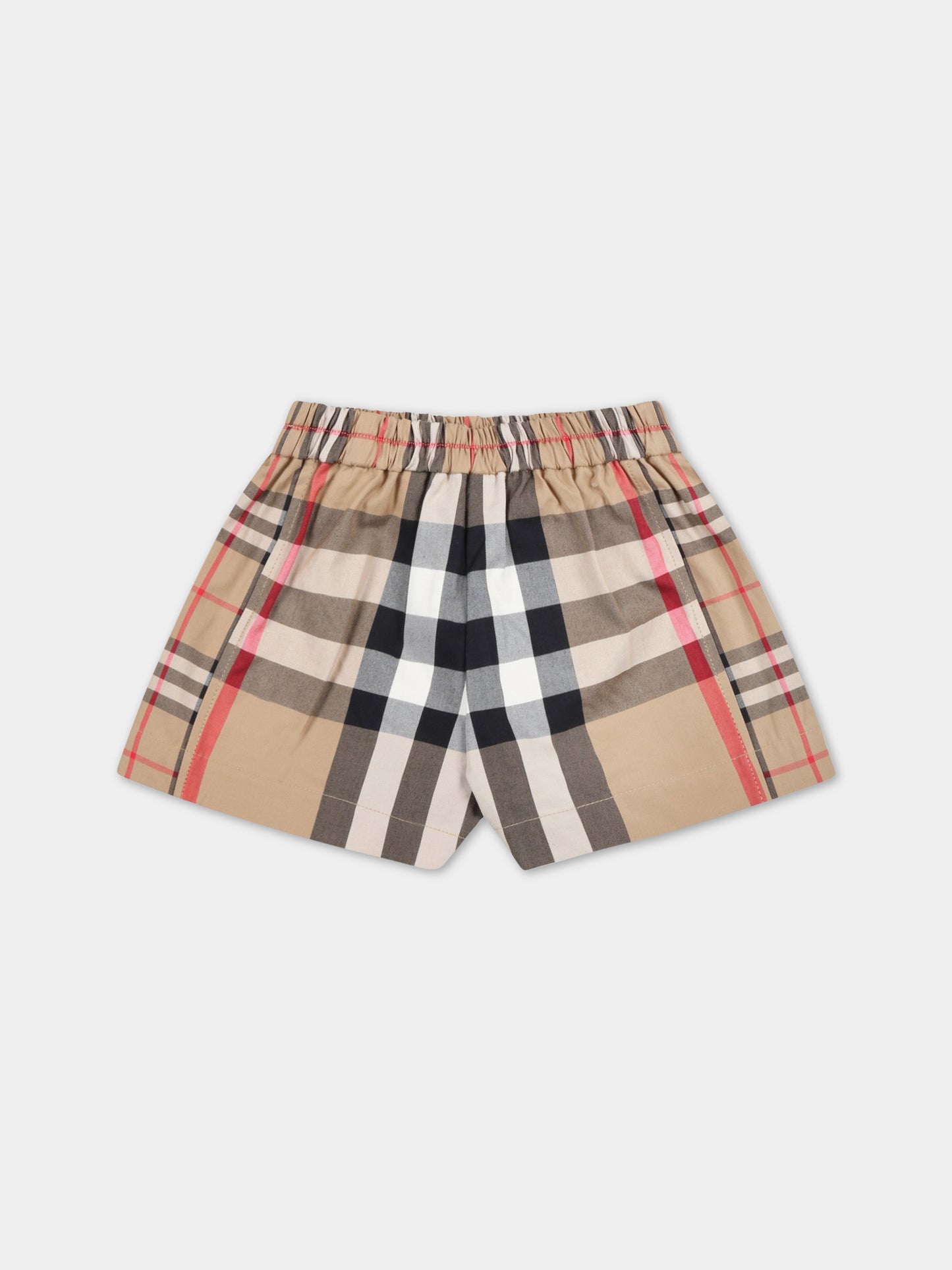 Shorts beige per neonato con check vintage,Burberry Kids,8061955