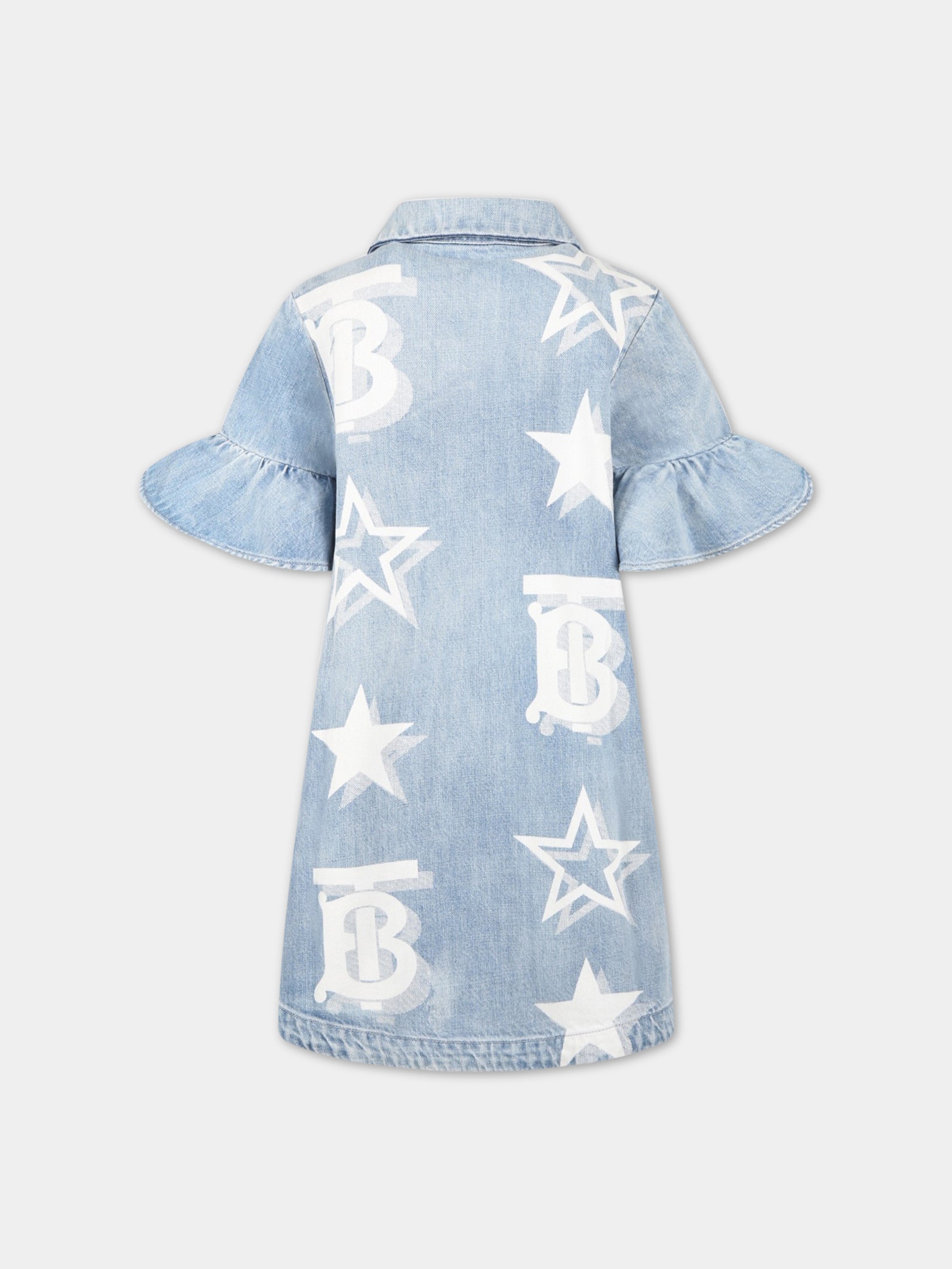 Vestito celeste per bambina con monogramma TB,Burberry Kids,8061231