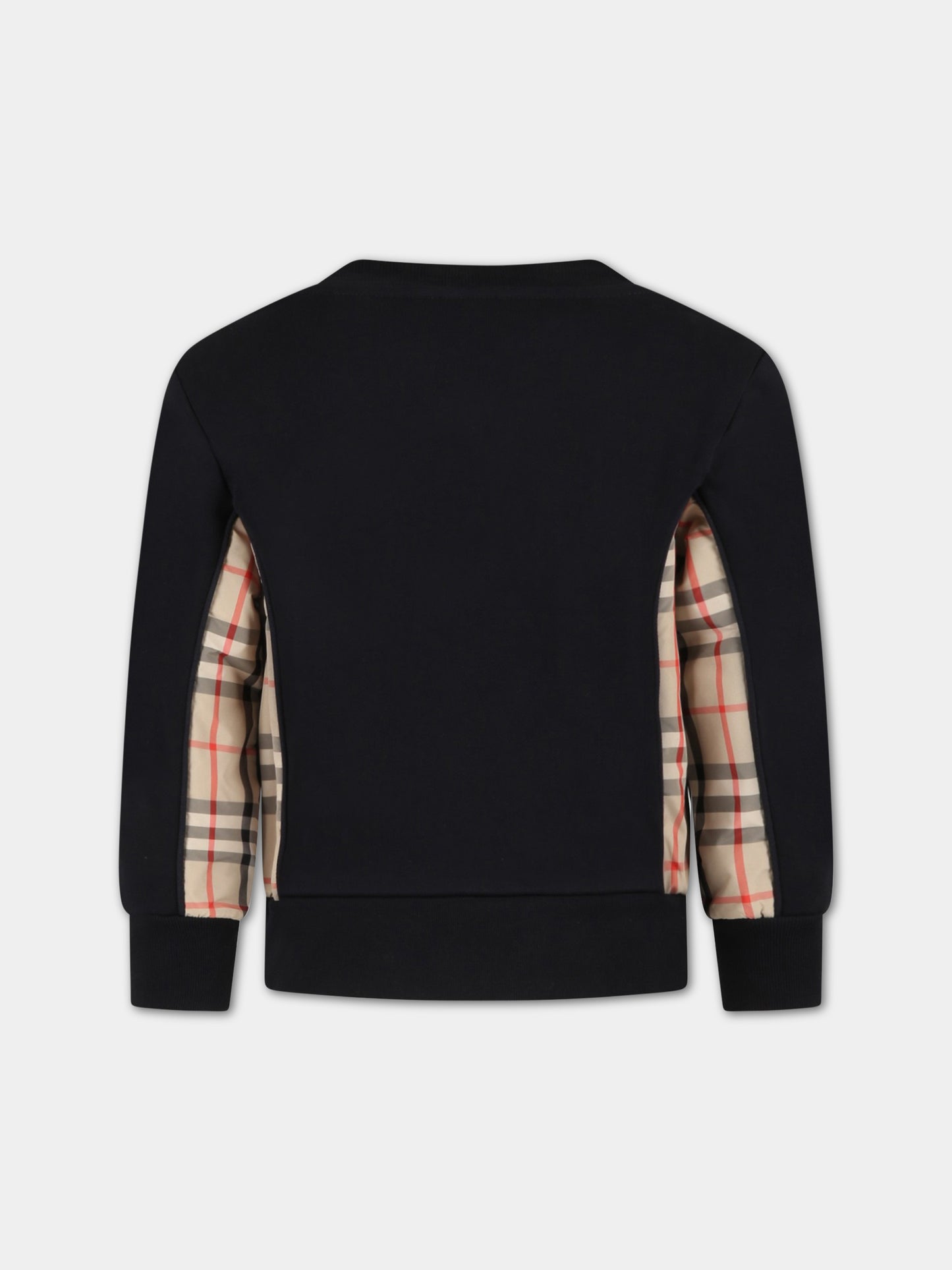 Felpa nera per bambini con check vintage,Burberry Kids,8060950