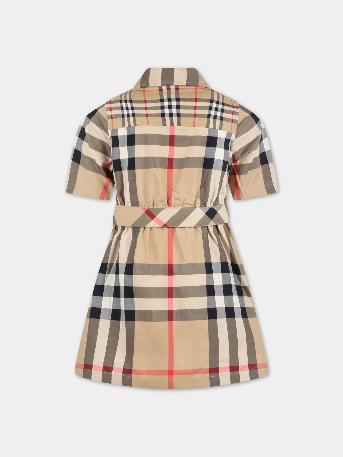Vestito beige per bambina con check vintage,Burberry Kids,8061829