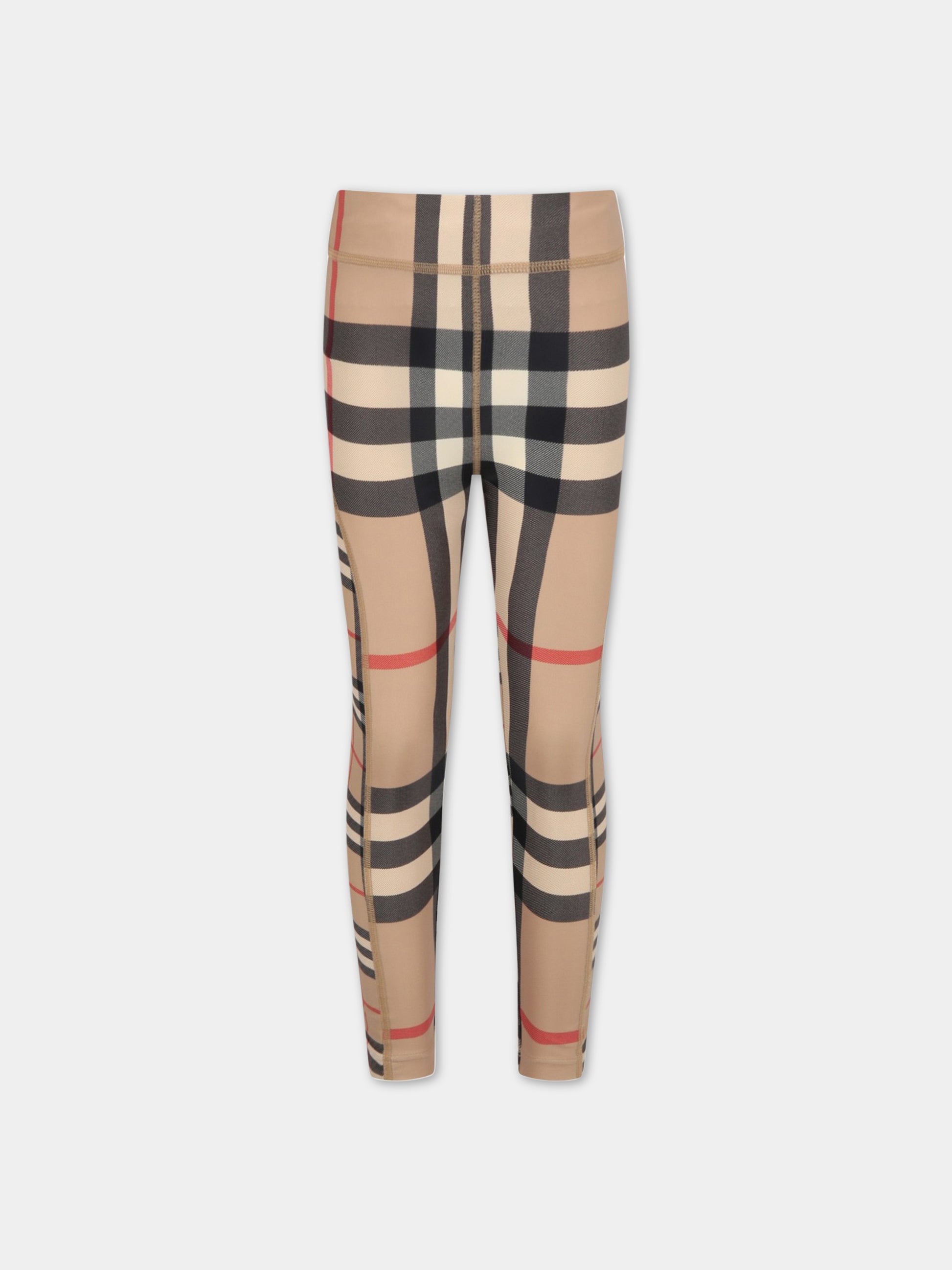 Leggings beige per bambino con iconico check vintage,Burberry Kids,8057874