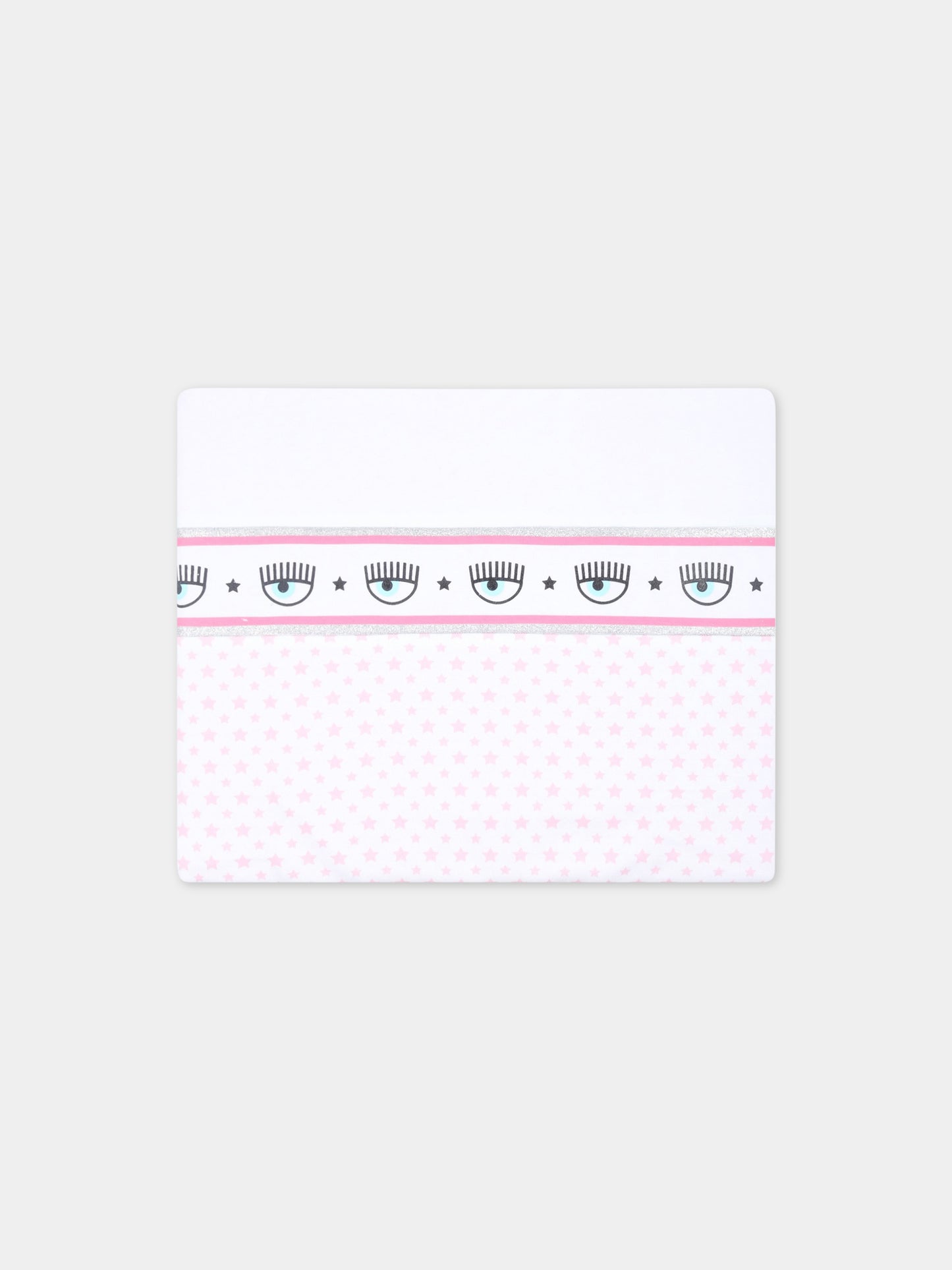 Coperta bianca per neonata con stelle e occhiolini,Chiara Ferragni Collection,55A002 1001 9990