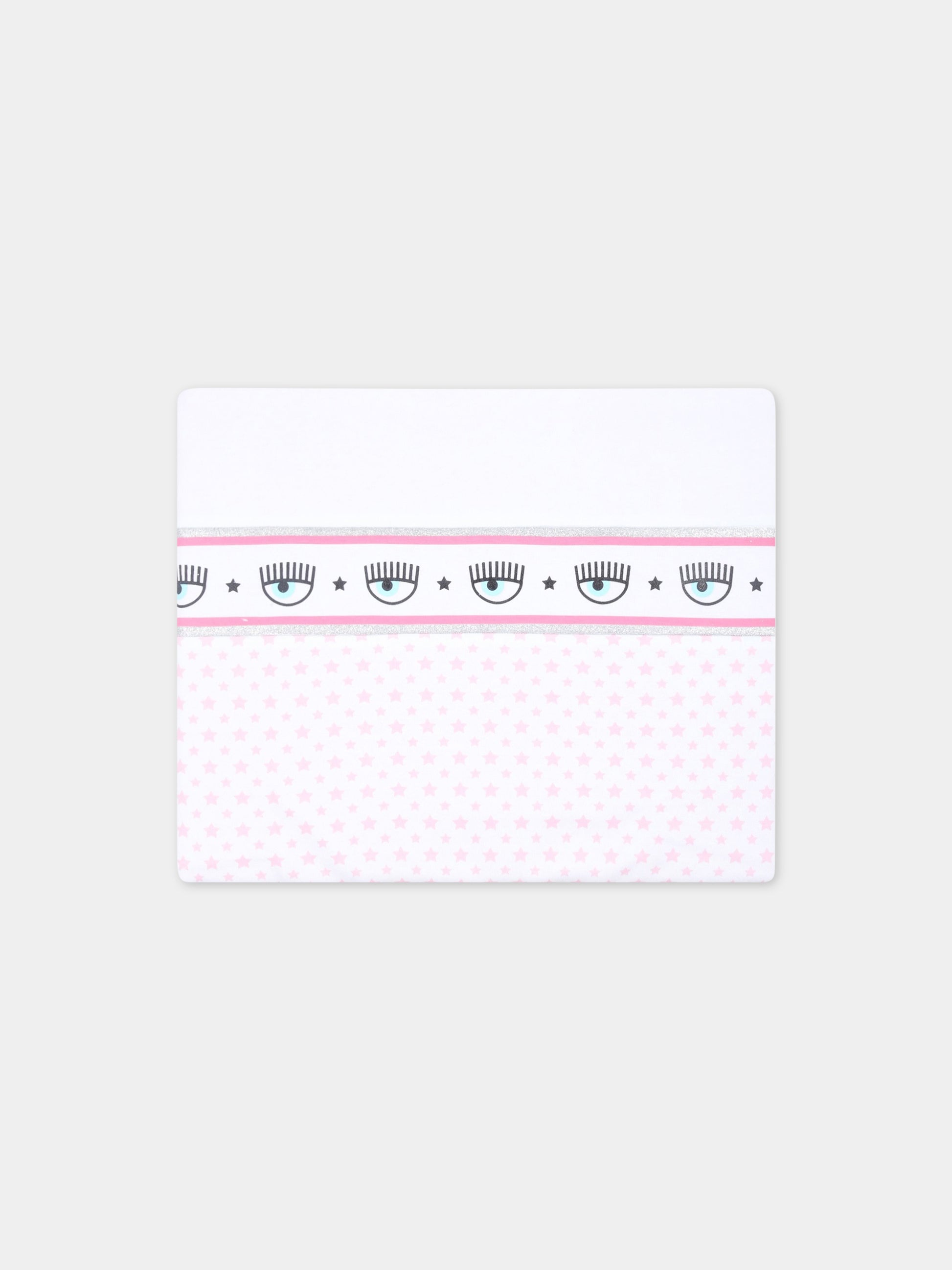 Coperta bianca per neonata con stelle e occhiolini,Chiara Ferragni Collection,55A002 1001 9990