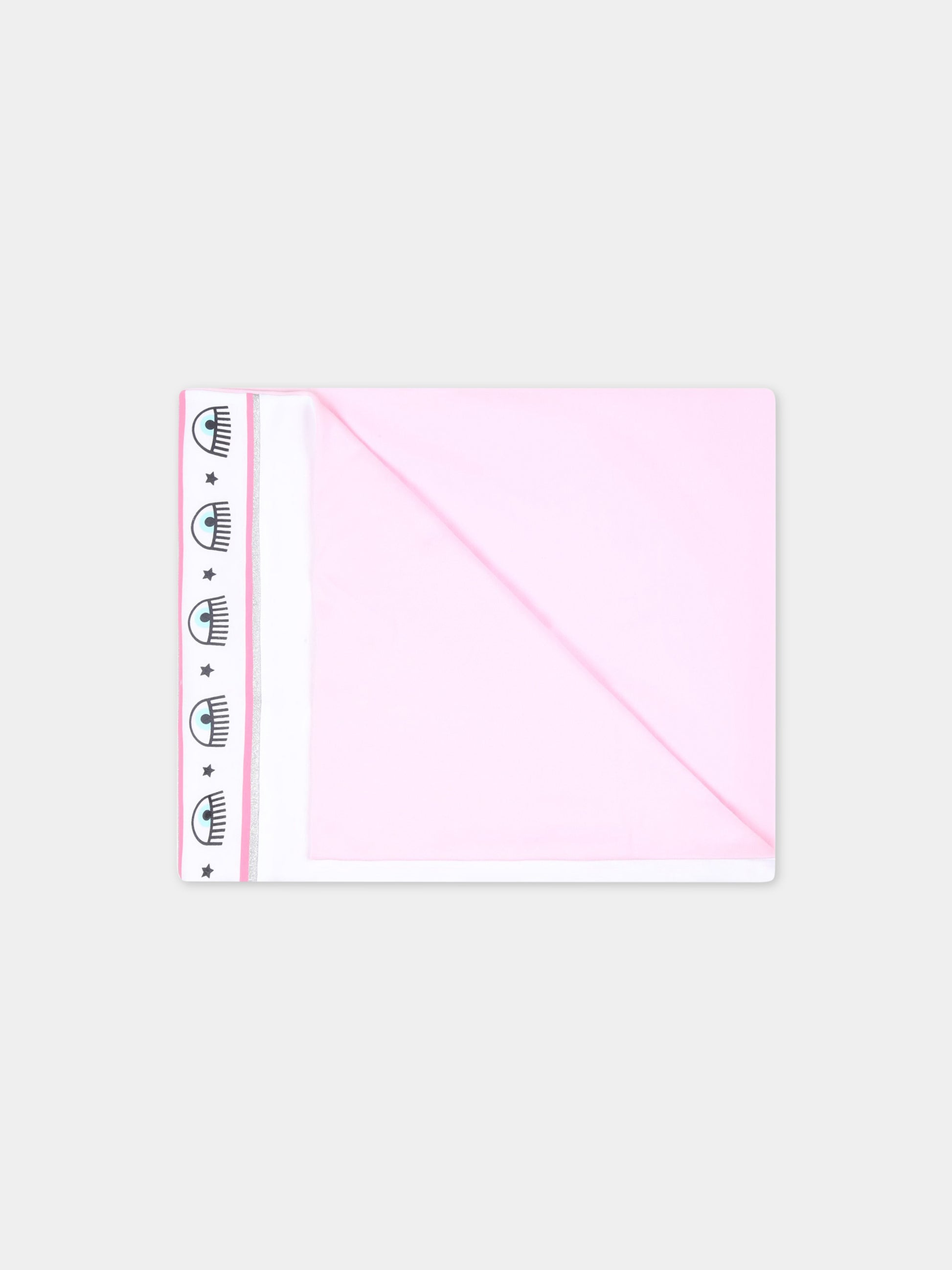 Coperta bianca per neonata con stelle e occhiolini,Chiara Ferragni Collection,55A002 1001 9990