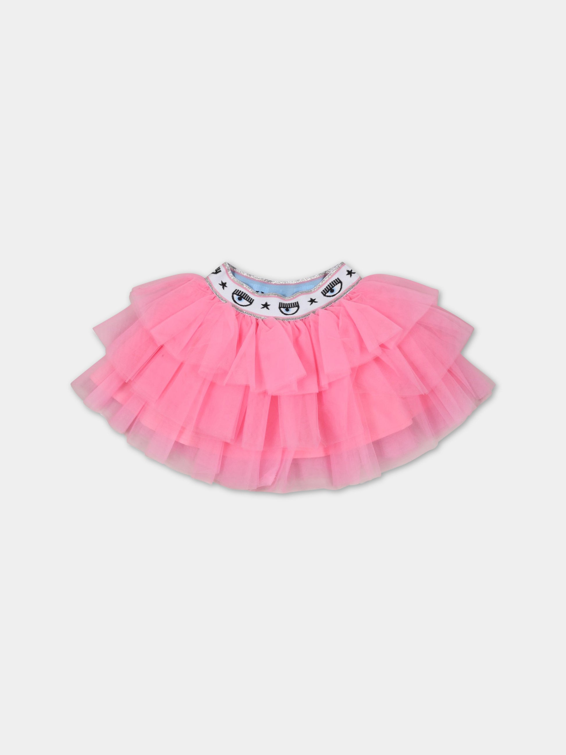 Gonna rosa per neonata con occhiolini,Chiara Ferragni Collection,53A700 T9945 0095