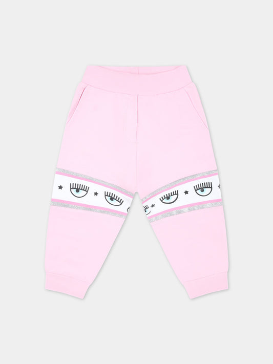 Pantaloni rosa da tuta per neonata con iconico occhiolino,Chiara Ferragni Collection,53A400 1040 0090