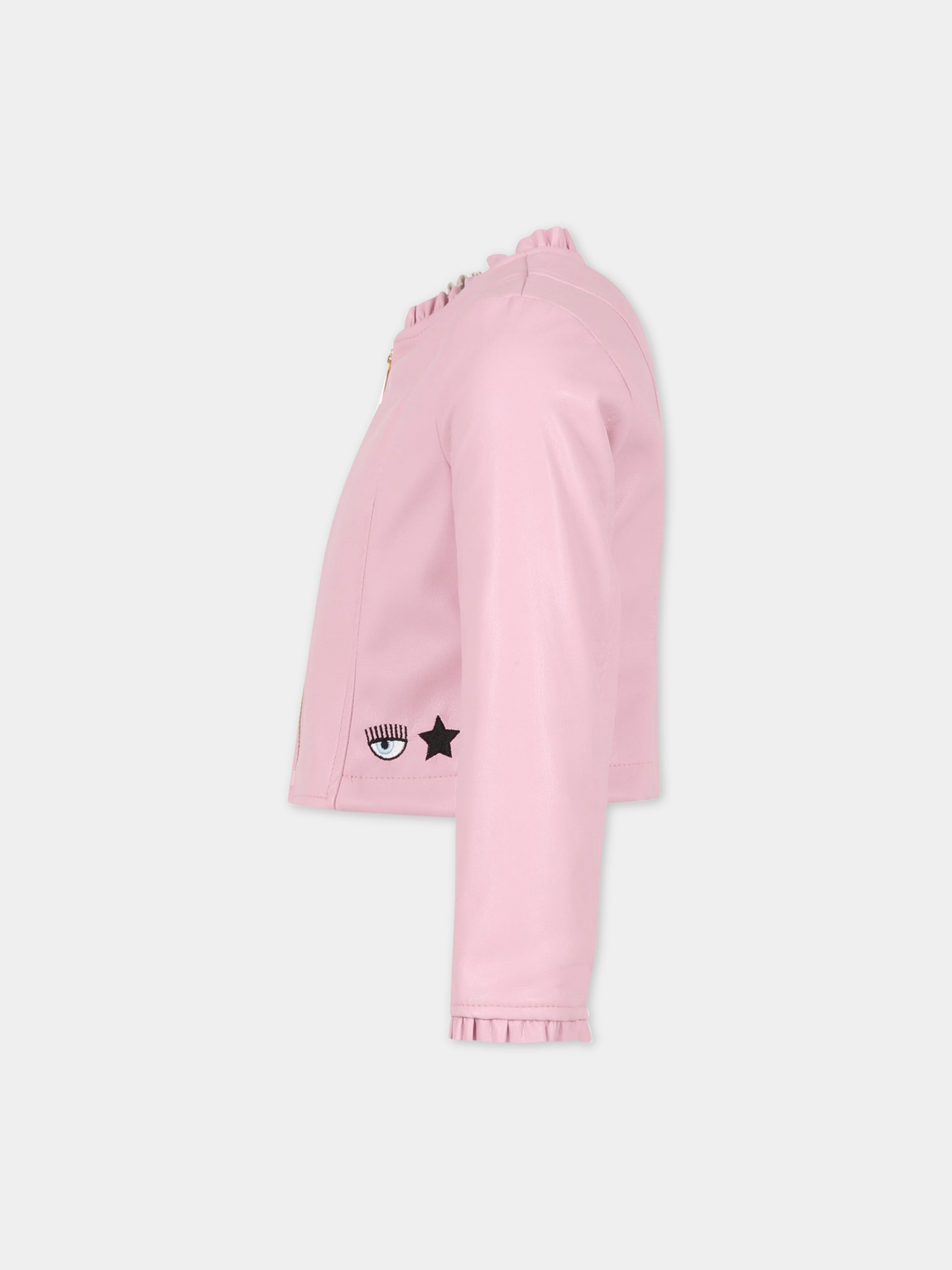 Giacca rosa per bambina con occhiolino,Chiara Ferragni Collection,51A103 1404 0090
