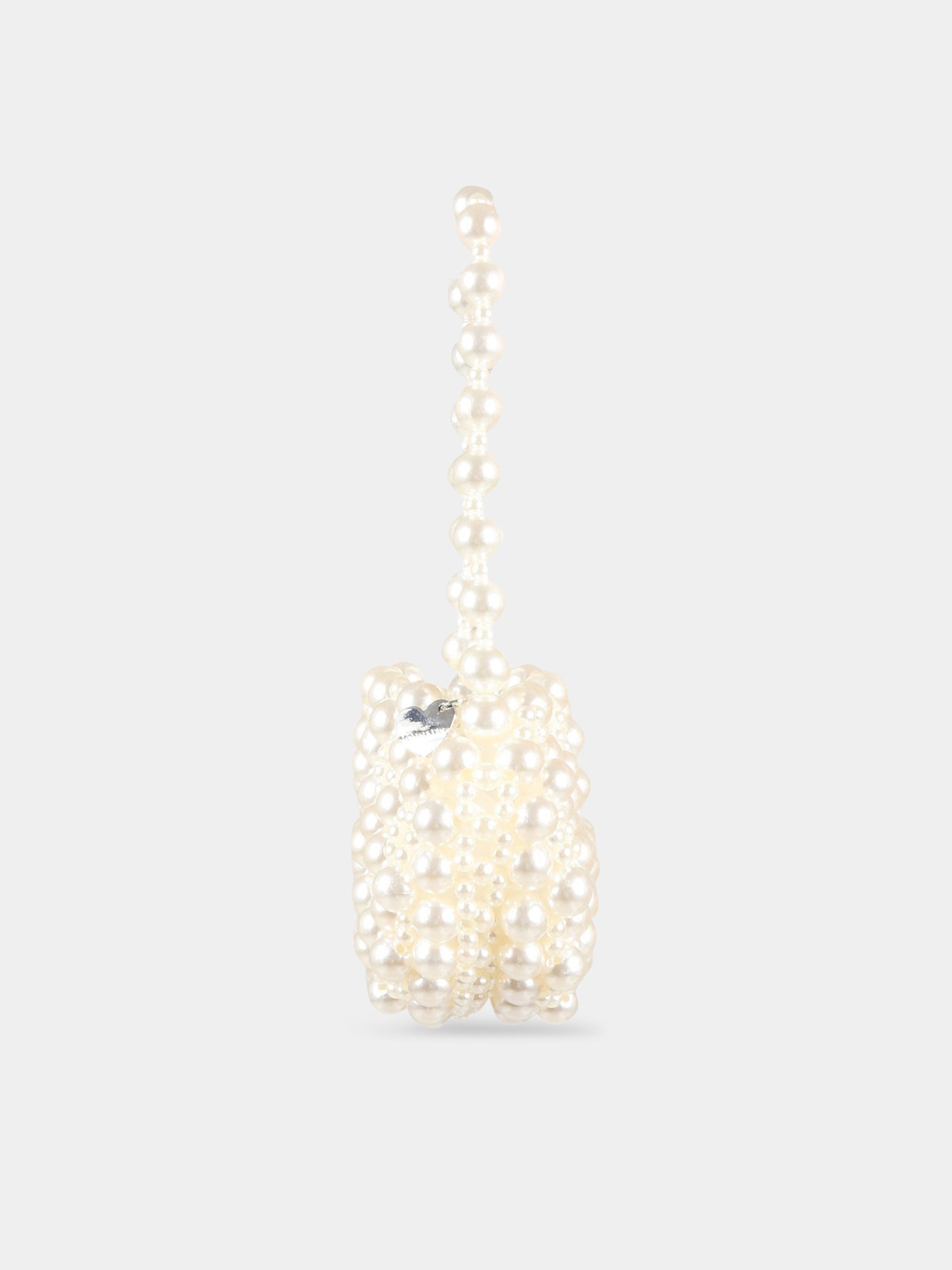 Borsa avorio per bambina con perle,Monnalisa,79A007 1072 0001